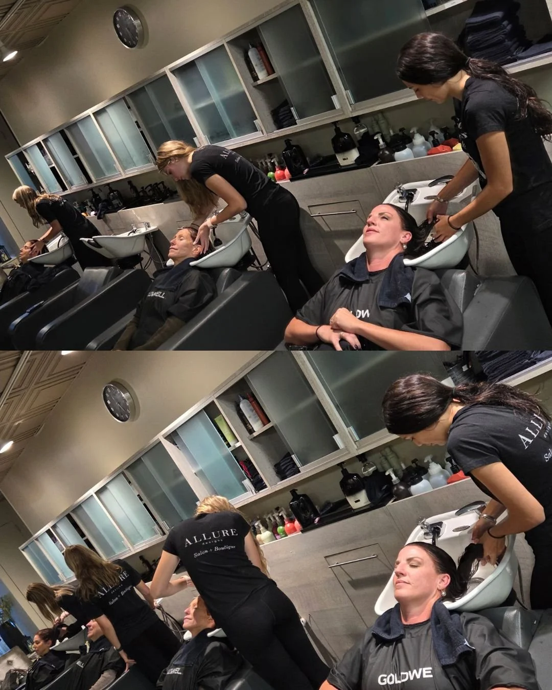 We couldn&rsquo;t do what we do without our shampoo squad! Every service starts with a thorough cleanse and a relaxing scalp massage, this preps your hair so your cut and color look their best. 

Book your next visit at Allure Designs. Click the link