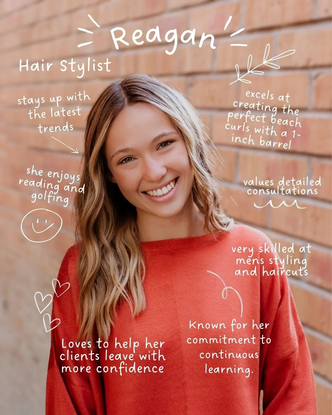 Happy Birthday, Reagan! 🤍

Reagan is the stylist who pays attention to every detail. From thoughtful consultations to staying current with the latest trends, she truly cares about getting it right for each guest.

She creates beautiful beach curls w