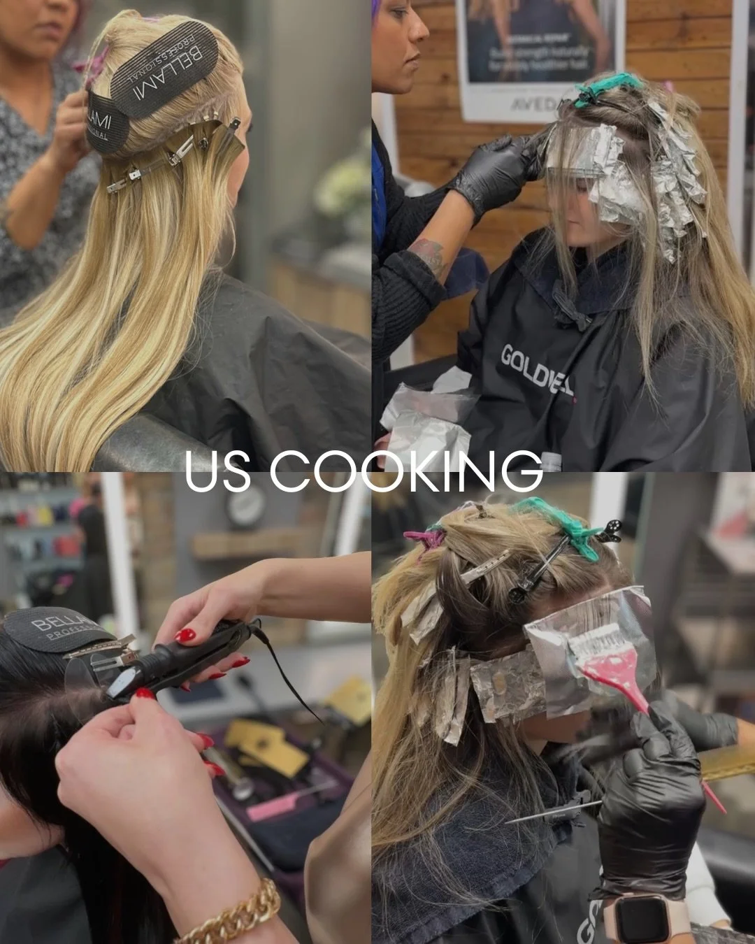 Us cooking, us eating. Foils, painting, extensions, and a whole lot of color bowls. Then we plug in the curling iron and remember exactly why we do this.

Book your appointment with the Allure team. We love getting to do what we do.

#libertyvillesal