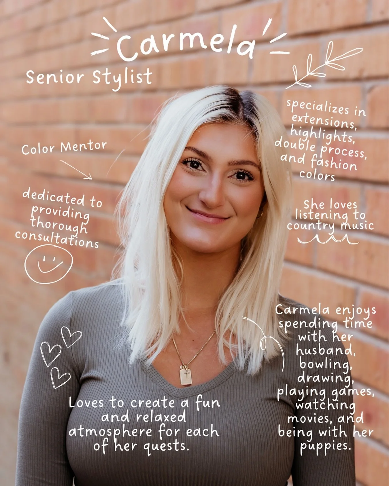 Three years ago this month, Carmela walked through our doors at Allure. Three years later, she is one of our Senior Stylists and one of our Color Mentors, and we cannot imagine the salon without her.

What our guests already know: Carmela does not sk