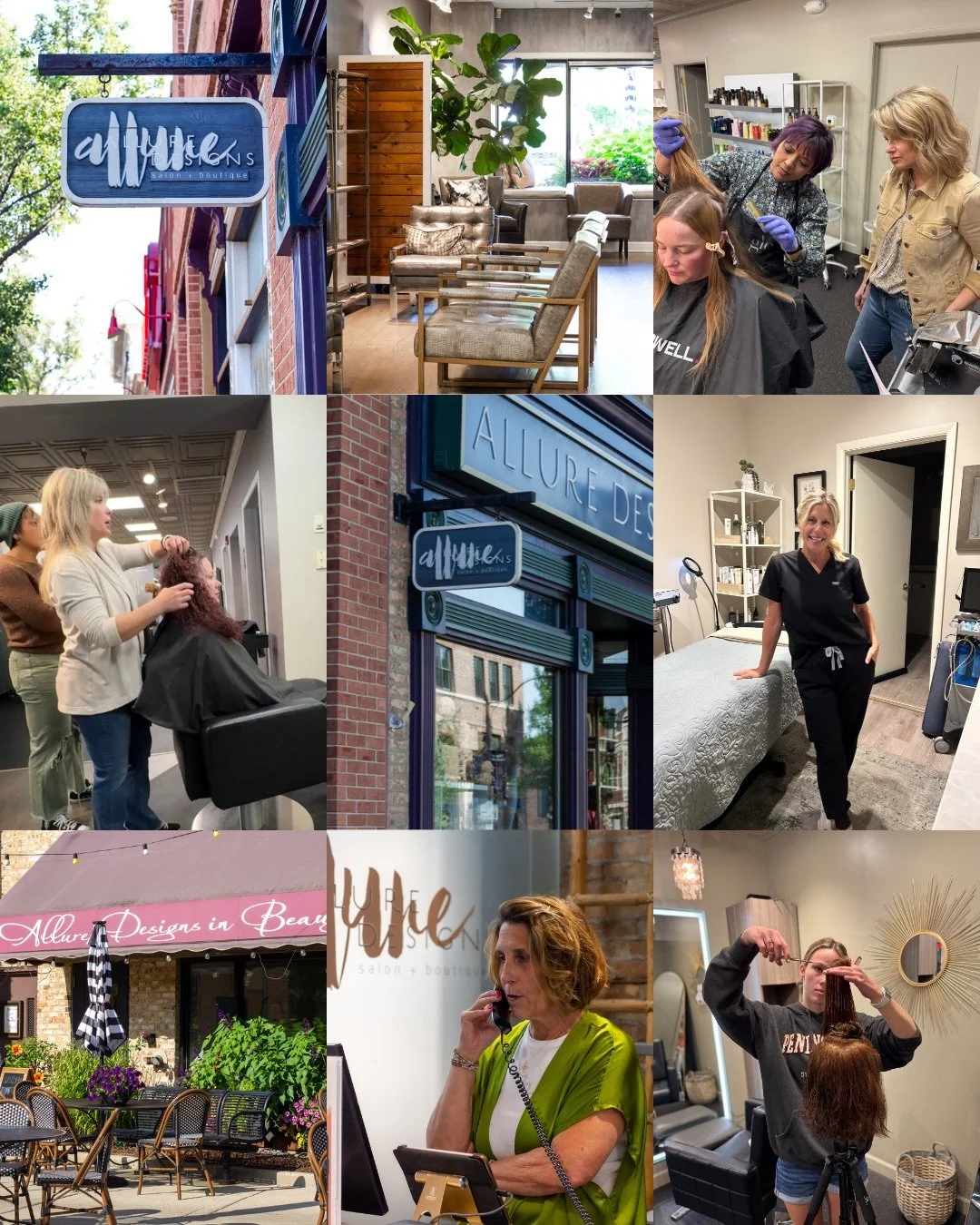This is Allure.

For 30 years, we&rsquo;ve been the salon and boutique downtown Libertyville comes to for color that grows out beautifully, cuts you can actually style at home, facials that feel like a deep exhale, and the awesome gifts you find at o