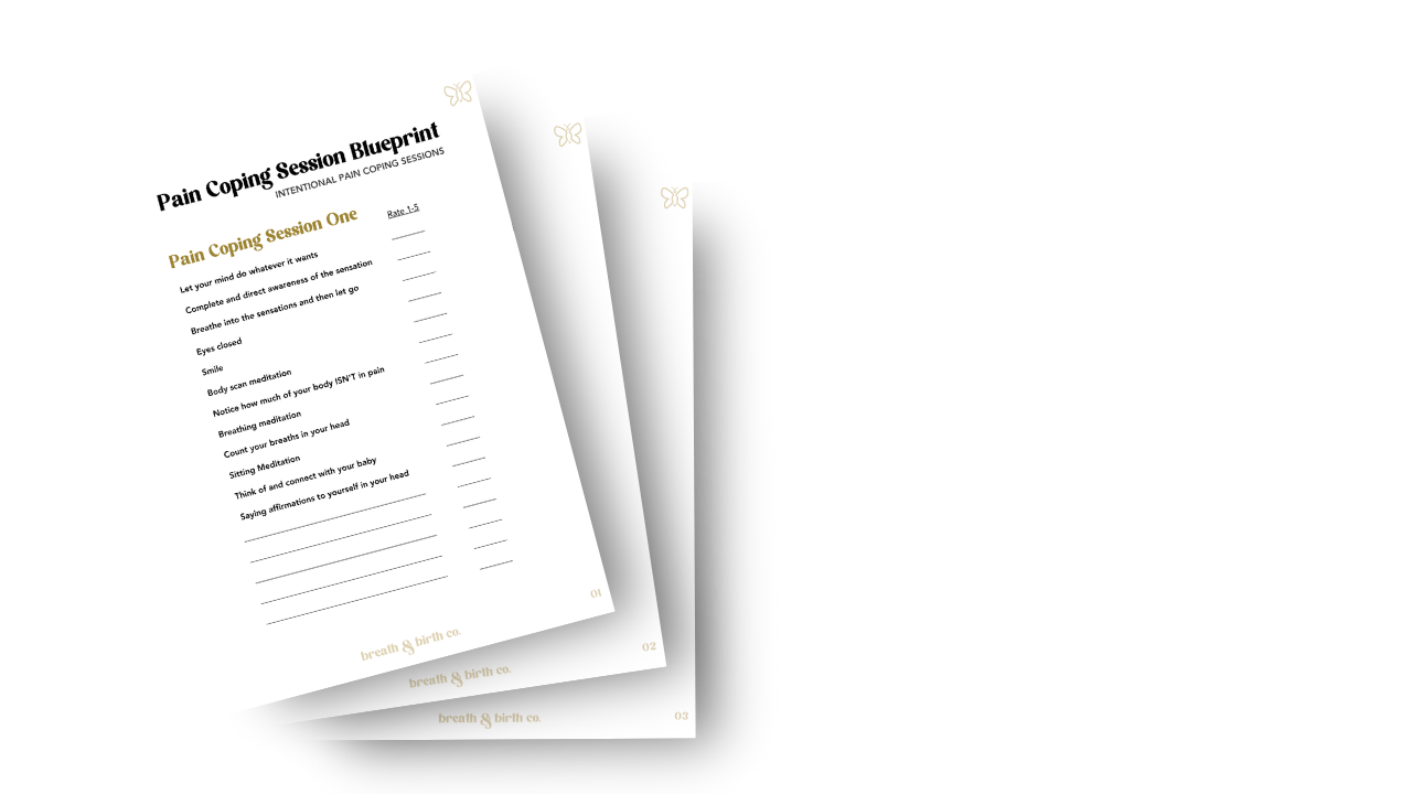 mockup of an online self-paced on-demand childbirth education course pain coping practices