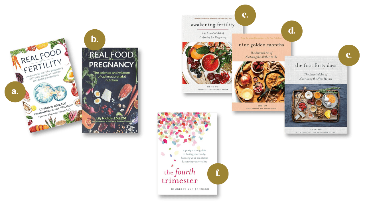 book covers for recommended reading in nutrition for fertility pregnancy and postpartum