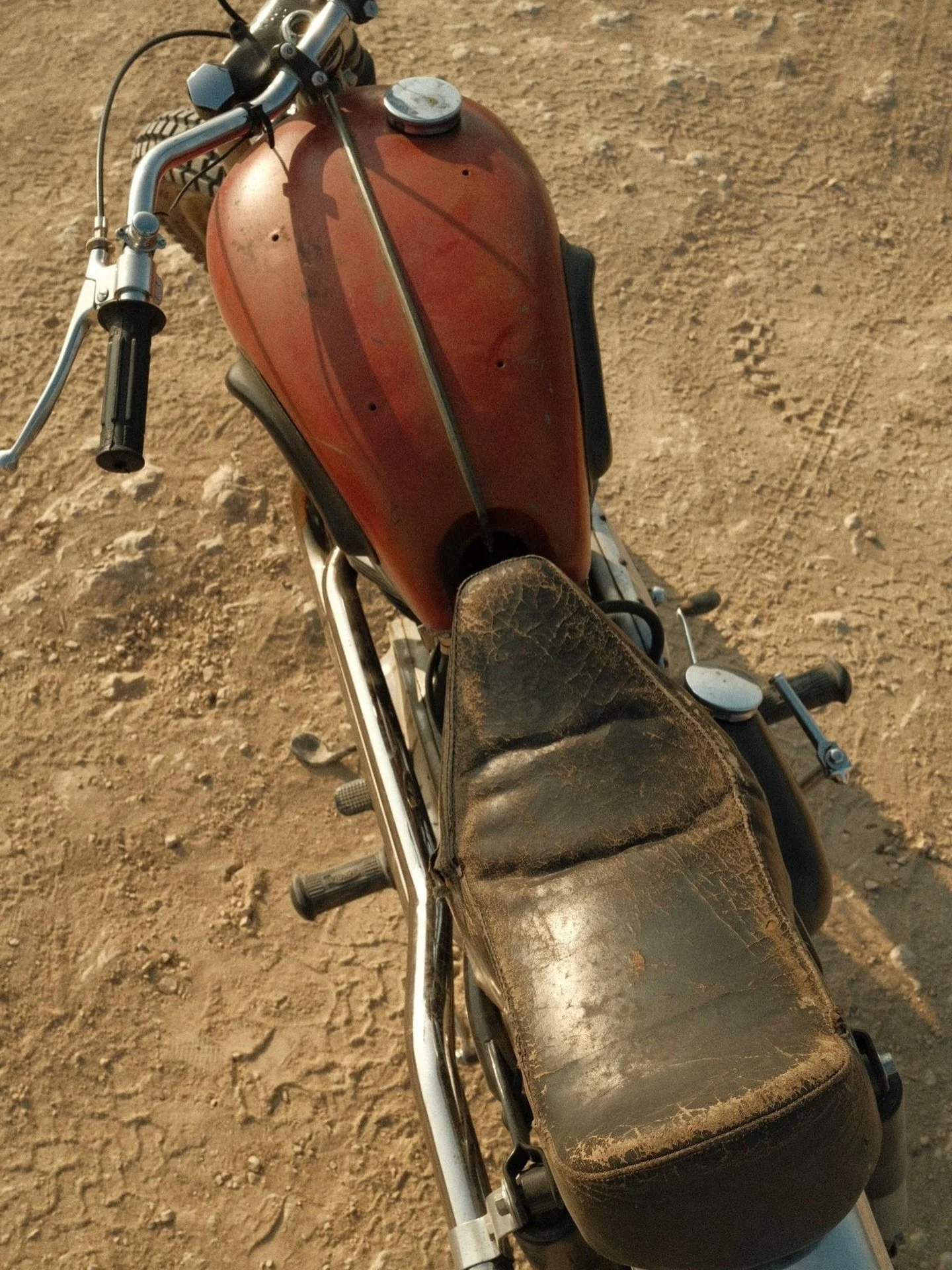 Our 1956 Pre unit desert racer with original bates seat. This machine is a true survivor and we intend to keep it alive.
