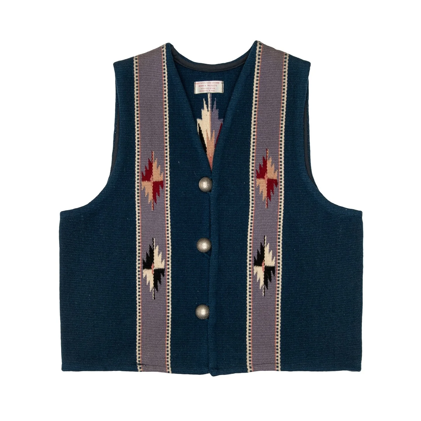 1970s/80s hand woven 100% wool TRUJILLO&rsquo;S vests in our collection. Come by the store and shop our true Vintage.
