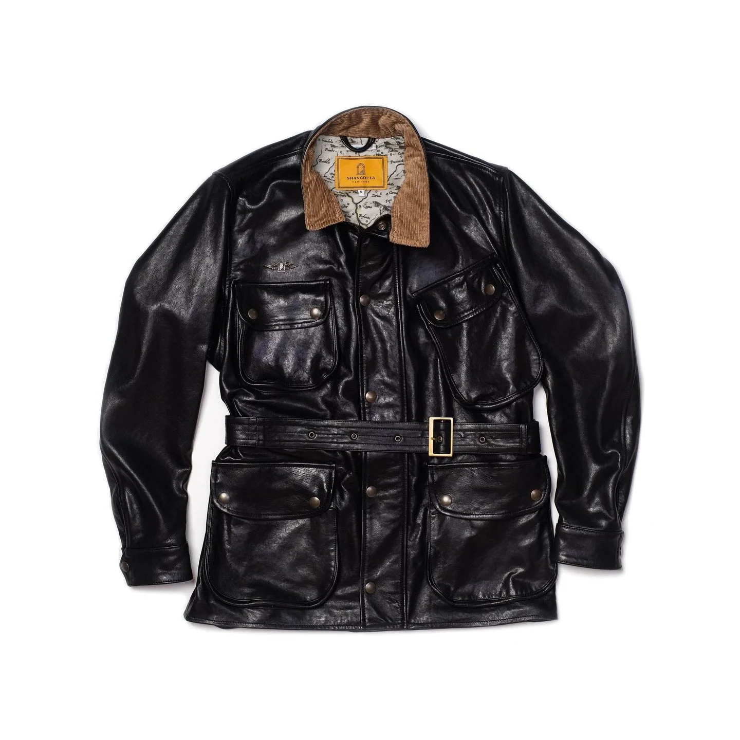 Inspired by late 40s British motorcycle jackets and revisited with a unique Italian touch, the &ldquo;Explorator&rdquo; Black Leather Jacket represents an authentic garment made of vegetable tanned, drum dyed, full grain Lambskin from Tuscany (Italy)