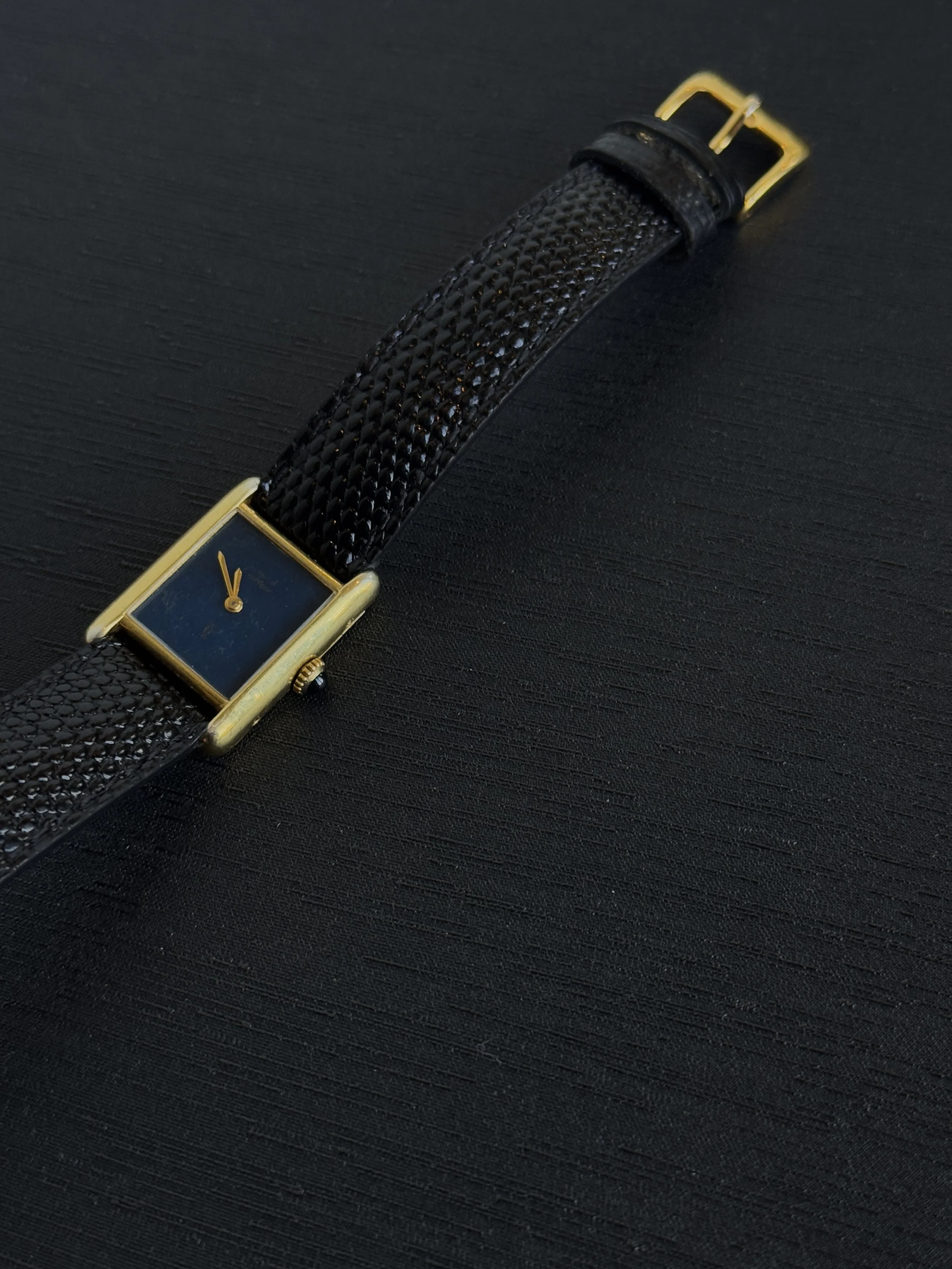 1974 Blue Face Spider dial Cartier "Must de" Cartier tank Vermeil