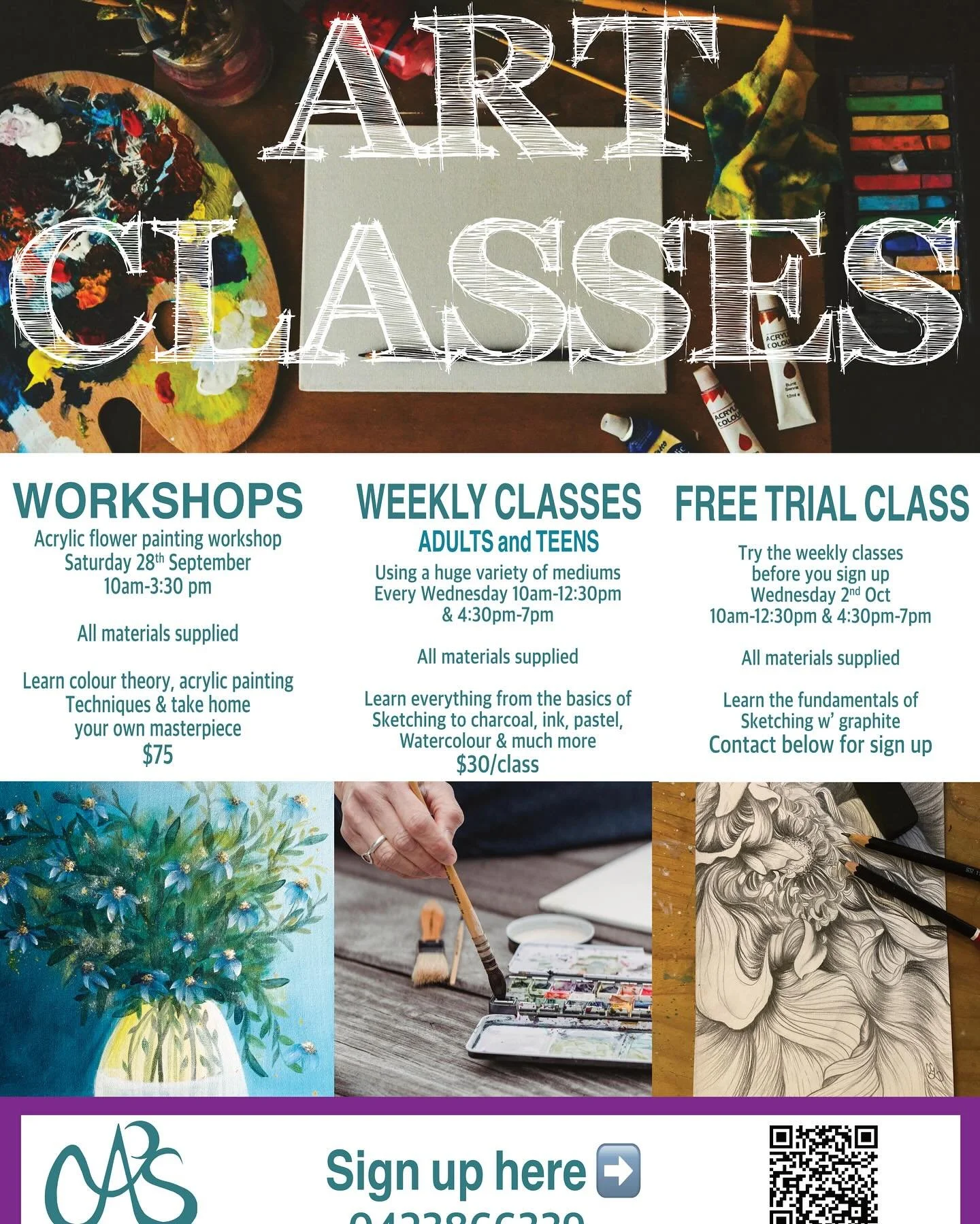 Just a few spots left for this Saturday&rsquo;s workshop and the weekly Wednesday afternoon class! If you&rsquo;re ready to grab one, head over to the website, shoot an email to cassiegibbsart@gmail.com, or give me a call at 0423 866 339. Don&rsquo;t