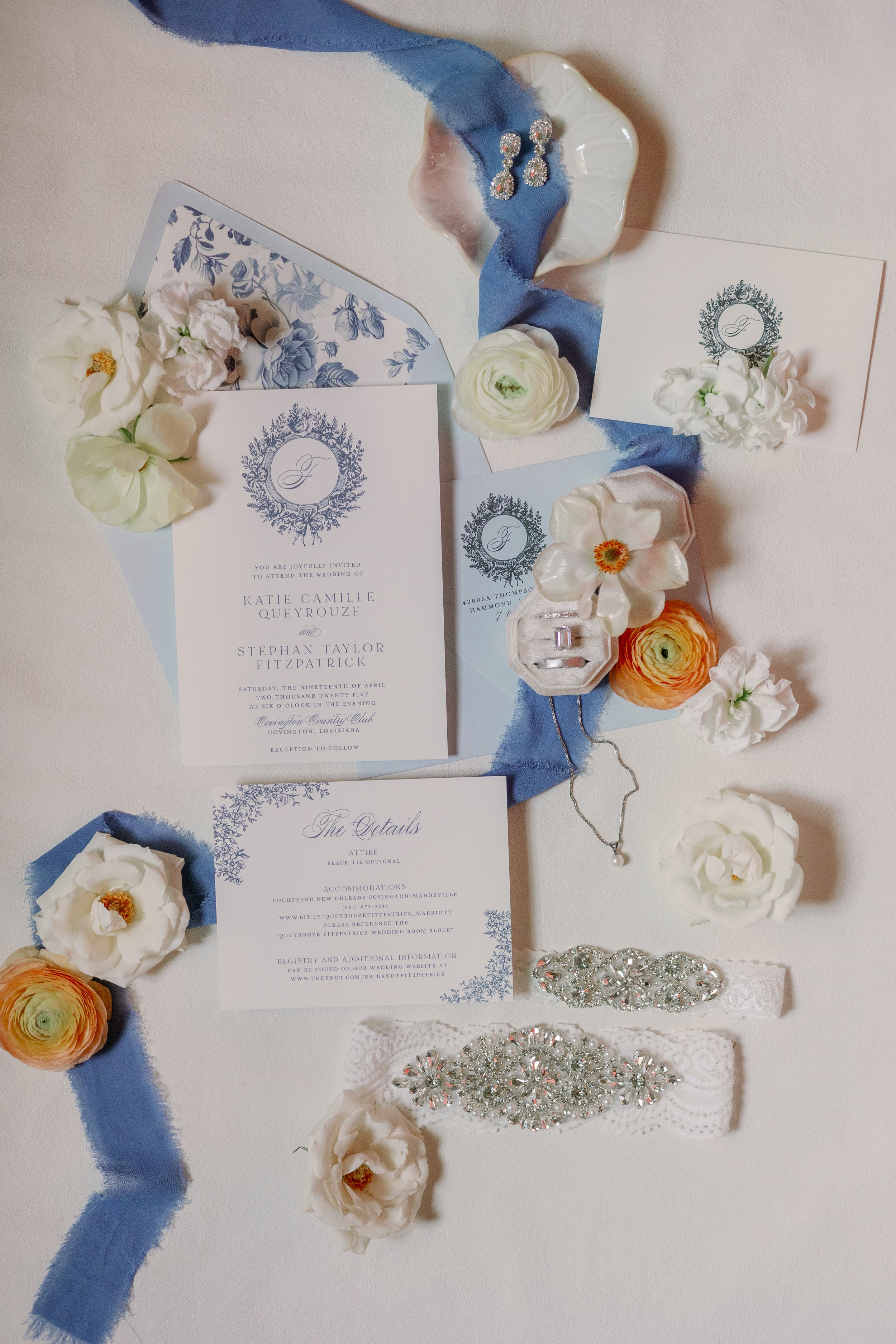A Garden Romance: Katie & Taylor's Blue Botanical Wedding at Covington Country Club
