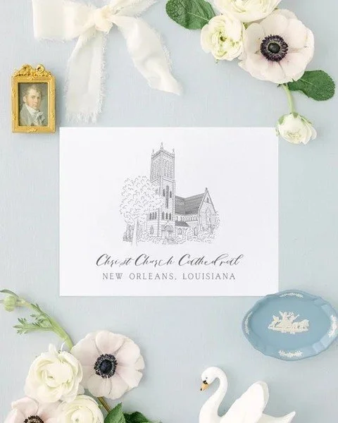 Christ Church Cathedral in New Orleans brought to life through our venue illustrations! ✨ This piece is one of over 38 Louisiana venues available in my catalog. Each one is carefully drawn to celebrate the unique architecture and charm that makes our