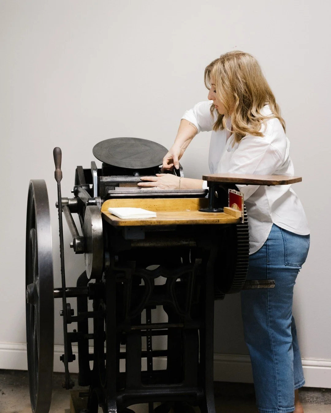 Behind the scenes: Did you know each letterpress invitation goes through the press multiple times? One pass for each color layer. It's a slow, intentional process that creates that gorgeous dimensional effect you can't get from digital printing.