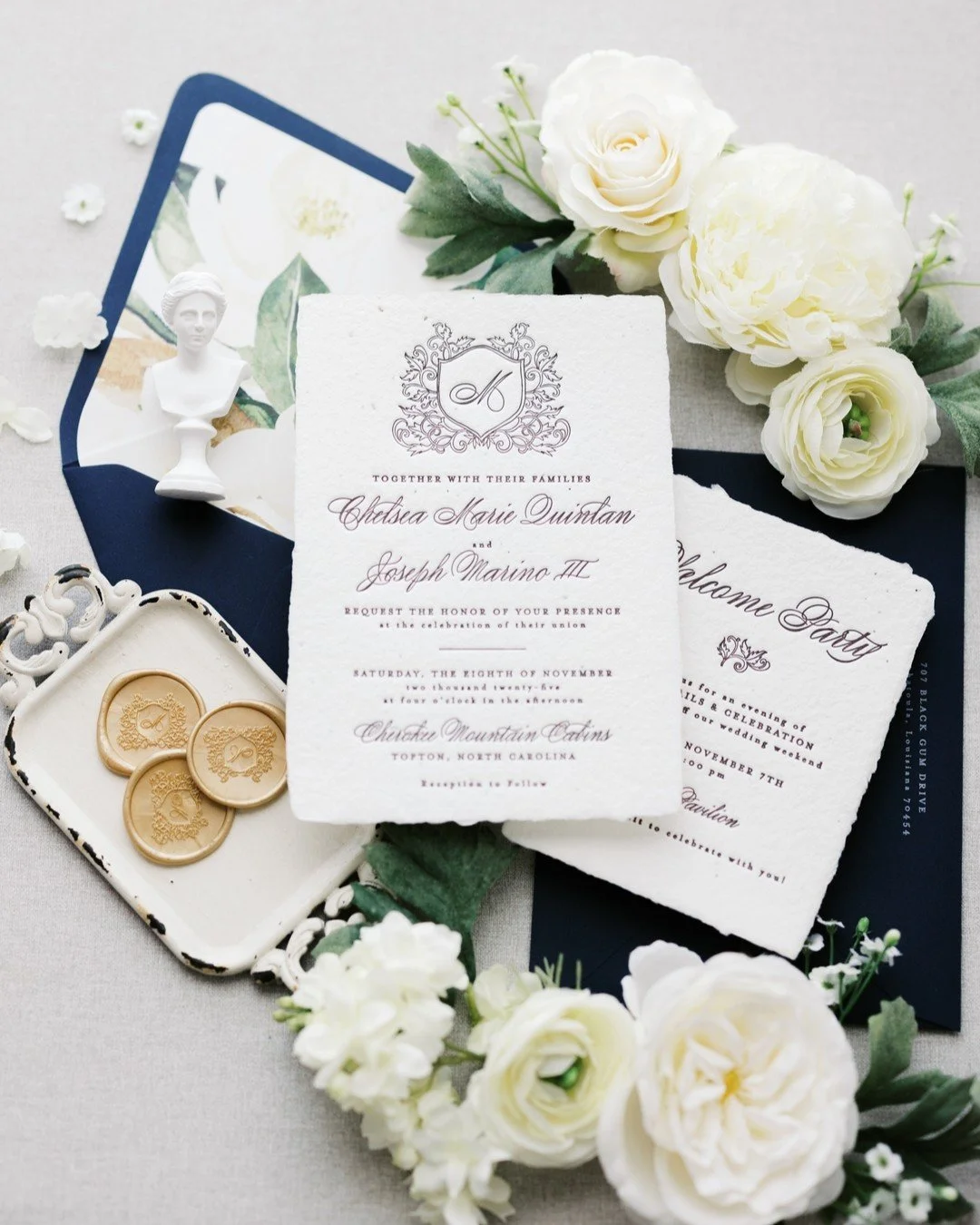 One of my most treasured projects to date, designing and letterpress printing Trey and Chelsea's wedding invitation suite in-house on luxurious handmade paper from @porridgepapers. There's something extra special about creating stationery for family,