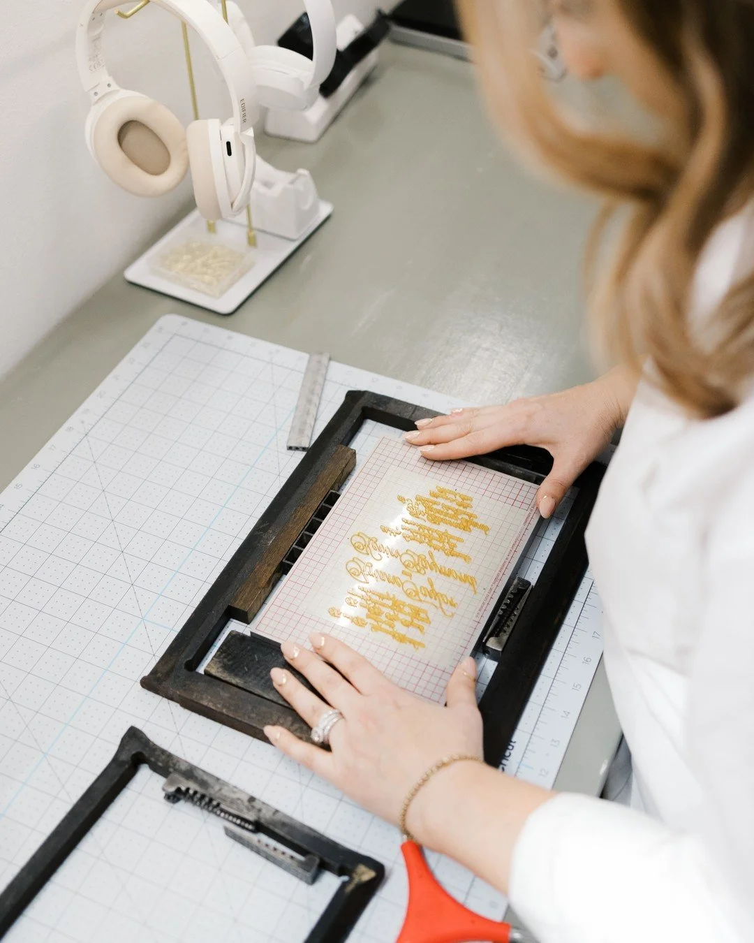 Behind the scenes of letterpress luxury ✨ Letterpress lockup in progress. 

This is where the magic starts: setting up the plate before the real precision work begins at the press. When it's time for registration, every detail will matter. 

Your gue