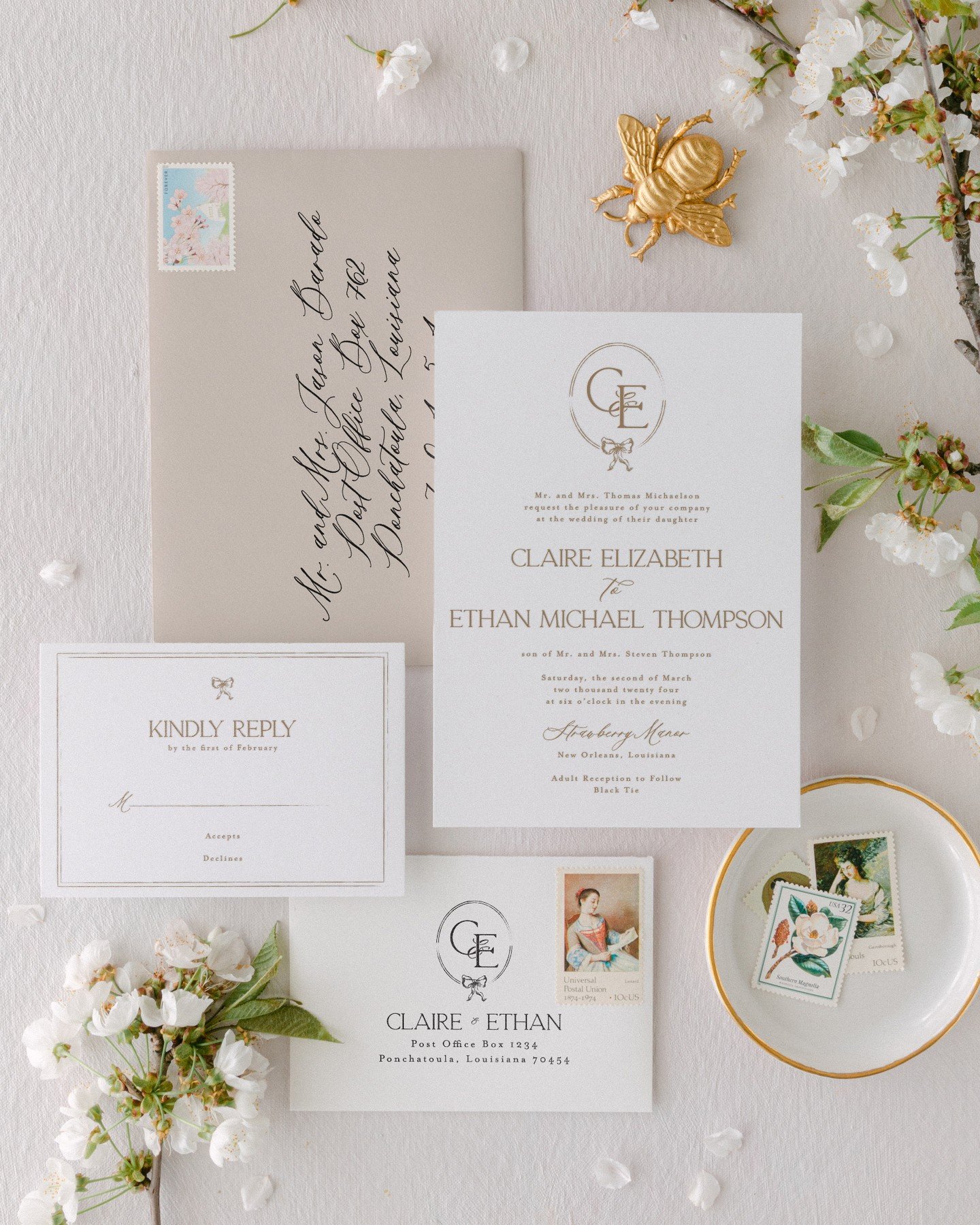 When you want your wedding invitations to be elegant AND whimsical 🎀

Enter our Claire Collection&mdash;classic, delicate, and full of personality. Think Bridgerton meets timeless romance, complete with the sweetest little bows that add just the rig