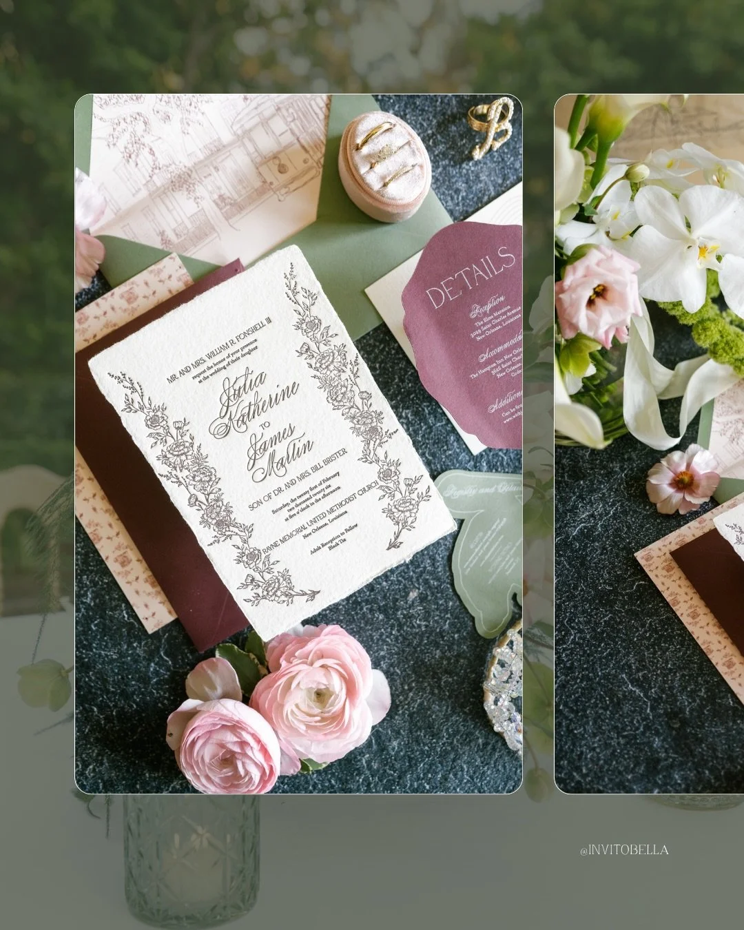 When @andrewalwertstudios captures your work this beautifully, you have to share it twice. 🤍 Their fully custom heirloom suite set the tone perfectly: letterpressed on handmade deckled paper, white ink printing, die cuts, and no detail left behind. 