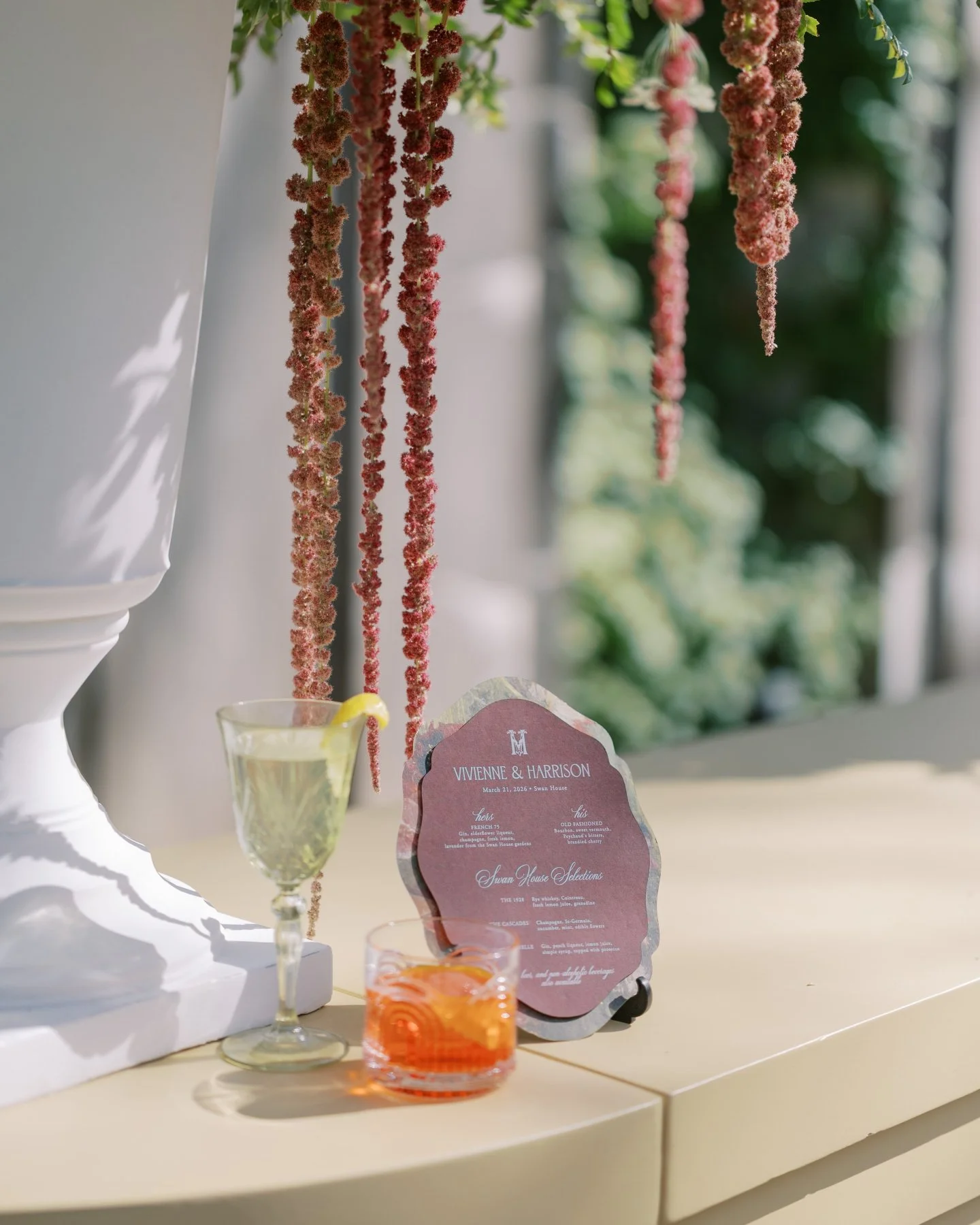 There&rsquo;s a quiet kind of magic in the details, the kind you don&rsquo;t just see, but feel.

These custom drink menus were designed as an extension of the setting itself, with soft curves echoing the architecture, warm hues drawn from the floral