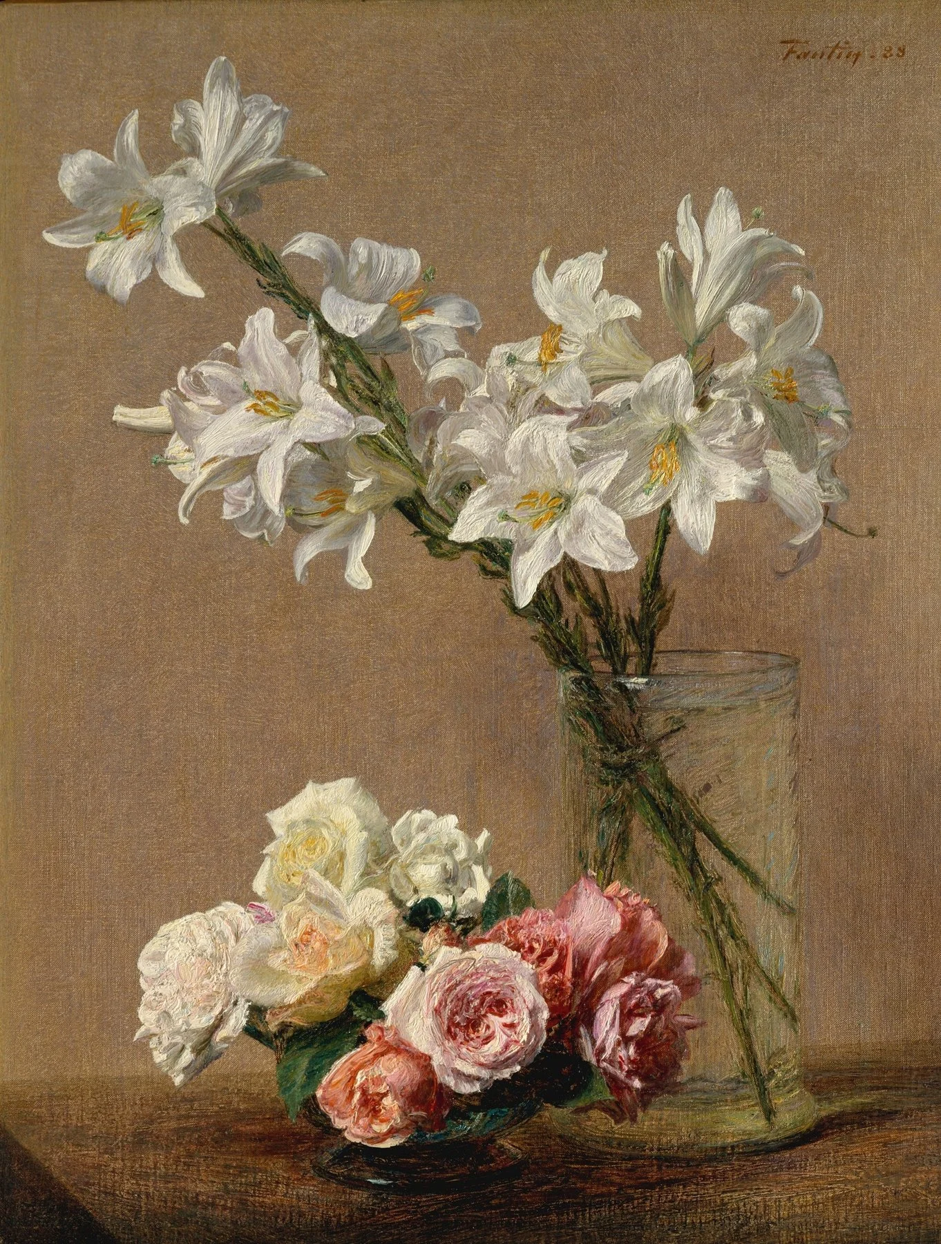 Roses and Lilies (1888); Henri Fantin-Latour (French, 1836-1904)