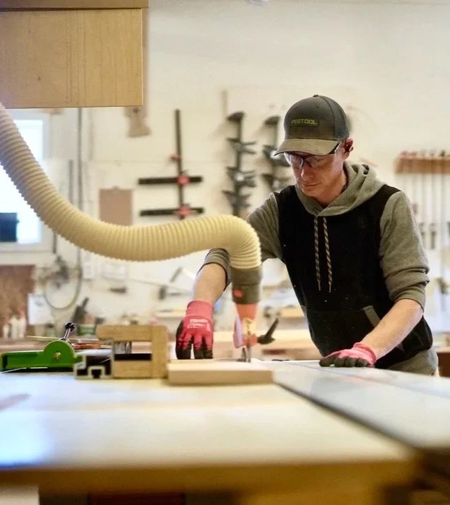 Dean Winters working on custom cabinetry in the Winters Woodworks shop in Sundre, Alberta.