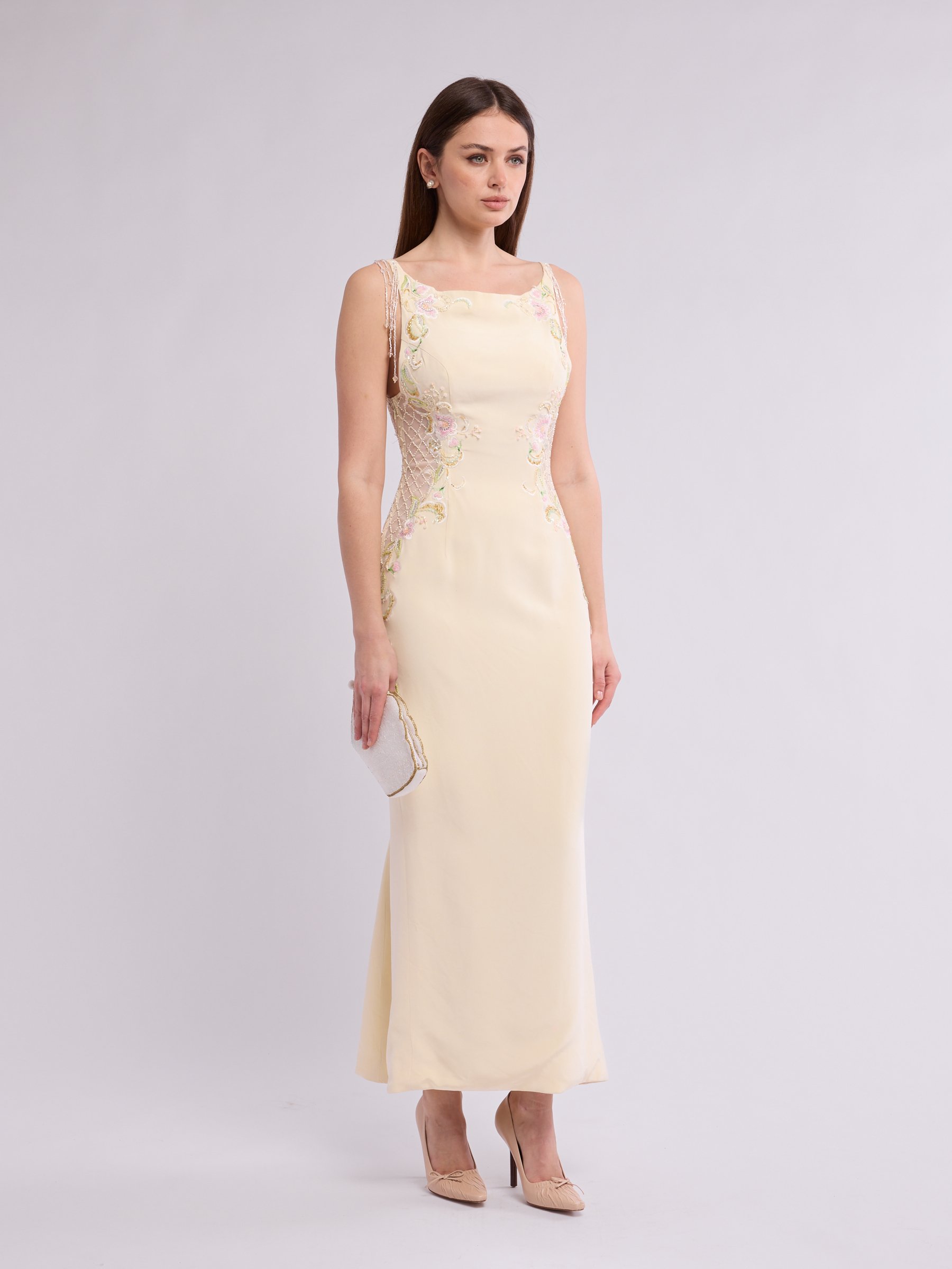 Unsigned Butter Yellow Beaded Dress 126.jpg