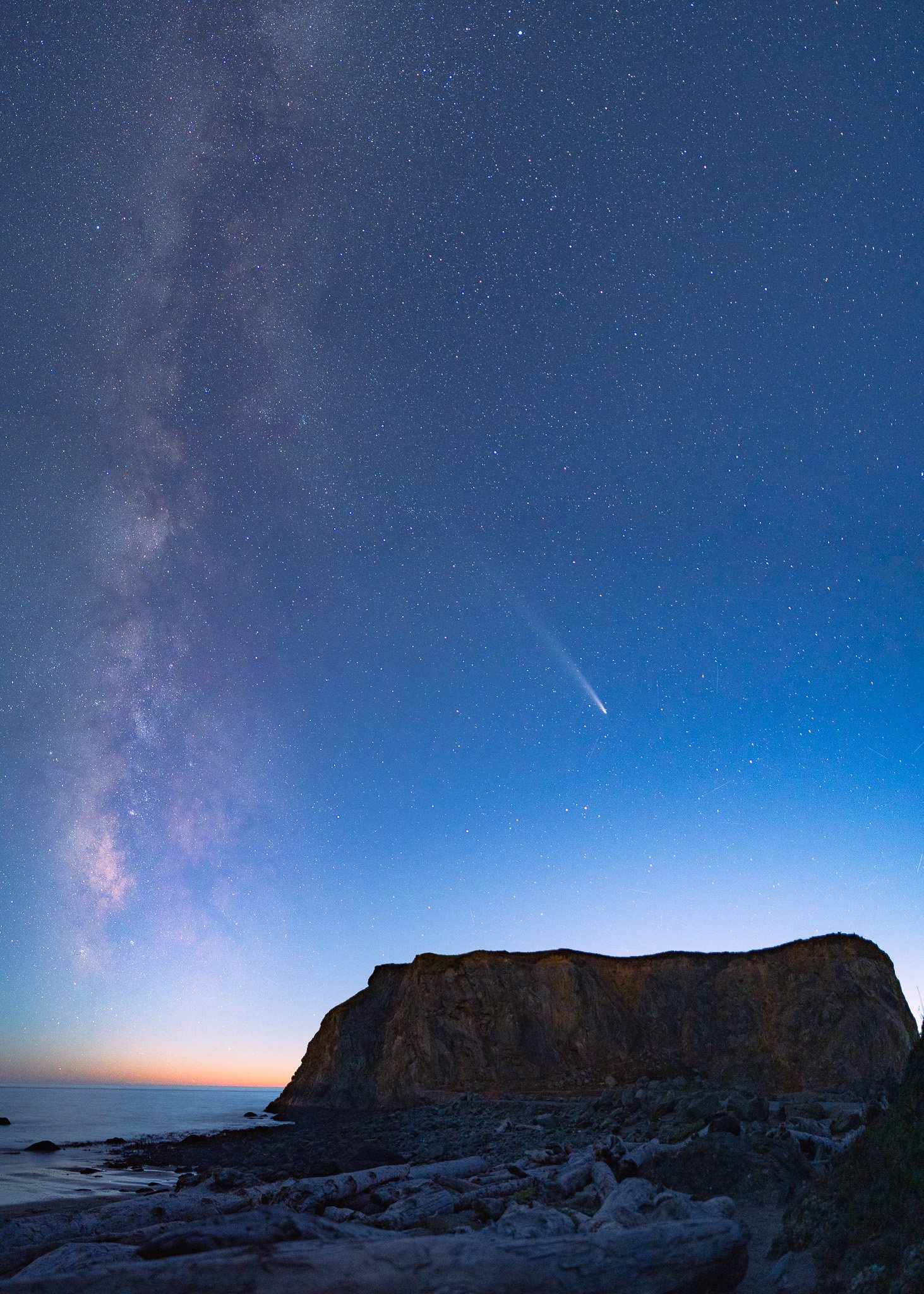 Tsuchinshan-ATLAS/A3 Comet and Milky Way over Goat Rock, Sonoma Coast, California