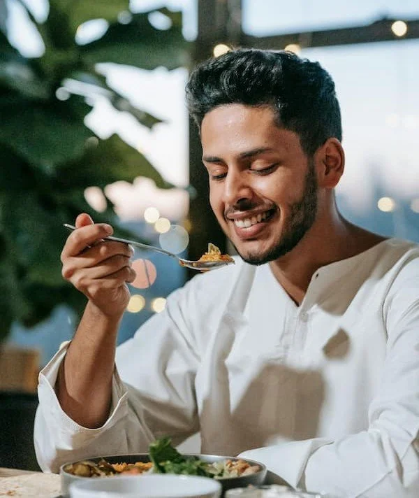 Man enjoying a meal