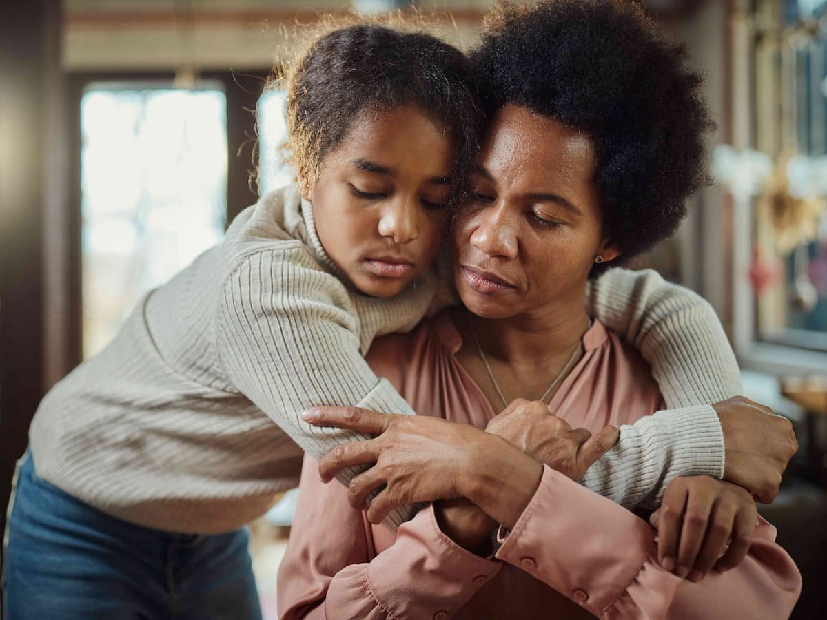 Two people embracing