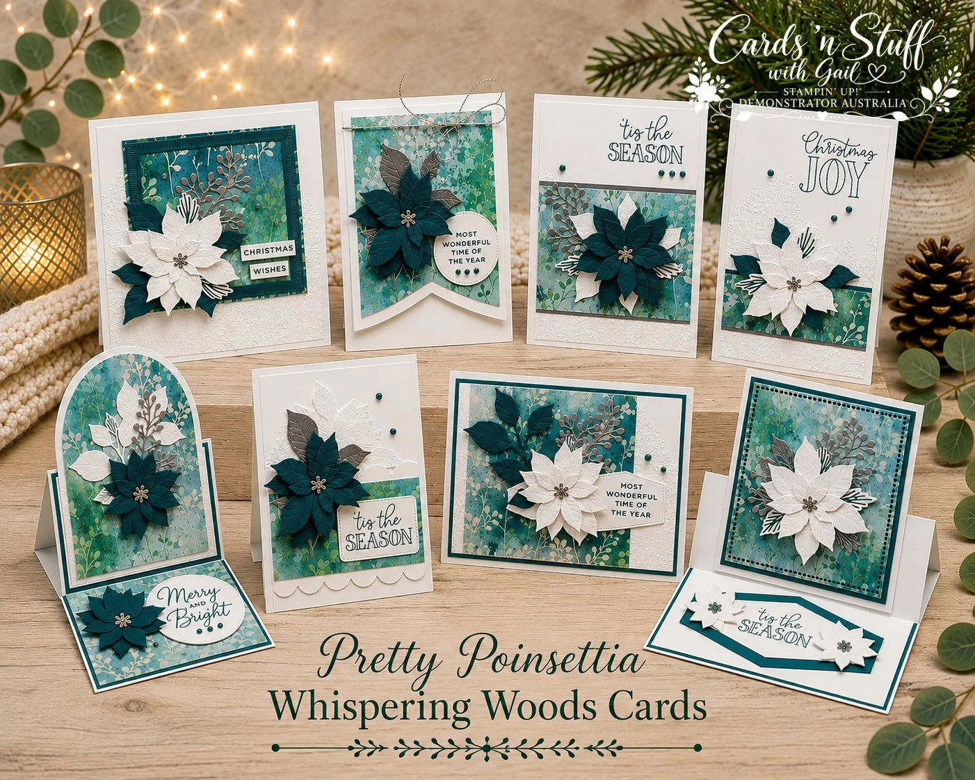 Pretty Poinsettia Whispering Woods DSP "One Sheet Wonder" Cards