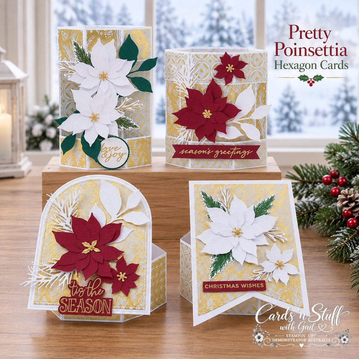 Pretty Poinsettia Hexagon Cards.jpg