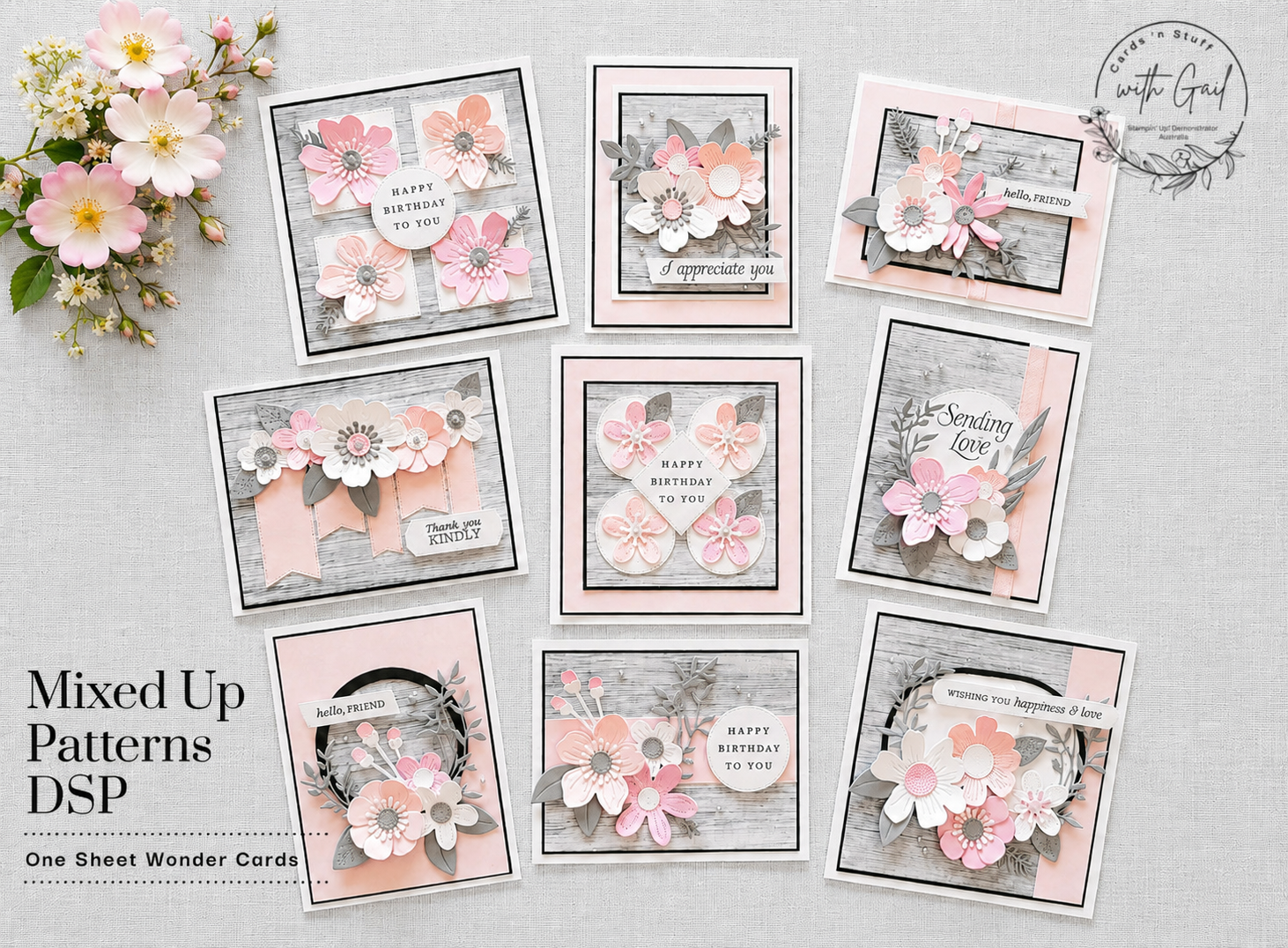 Mixed Up Patterns DSP – One Sheet Wonder Floral Cards Tutorial
