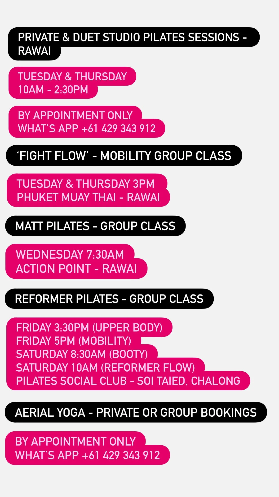 August September schedule