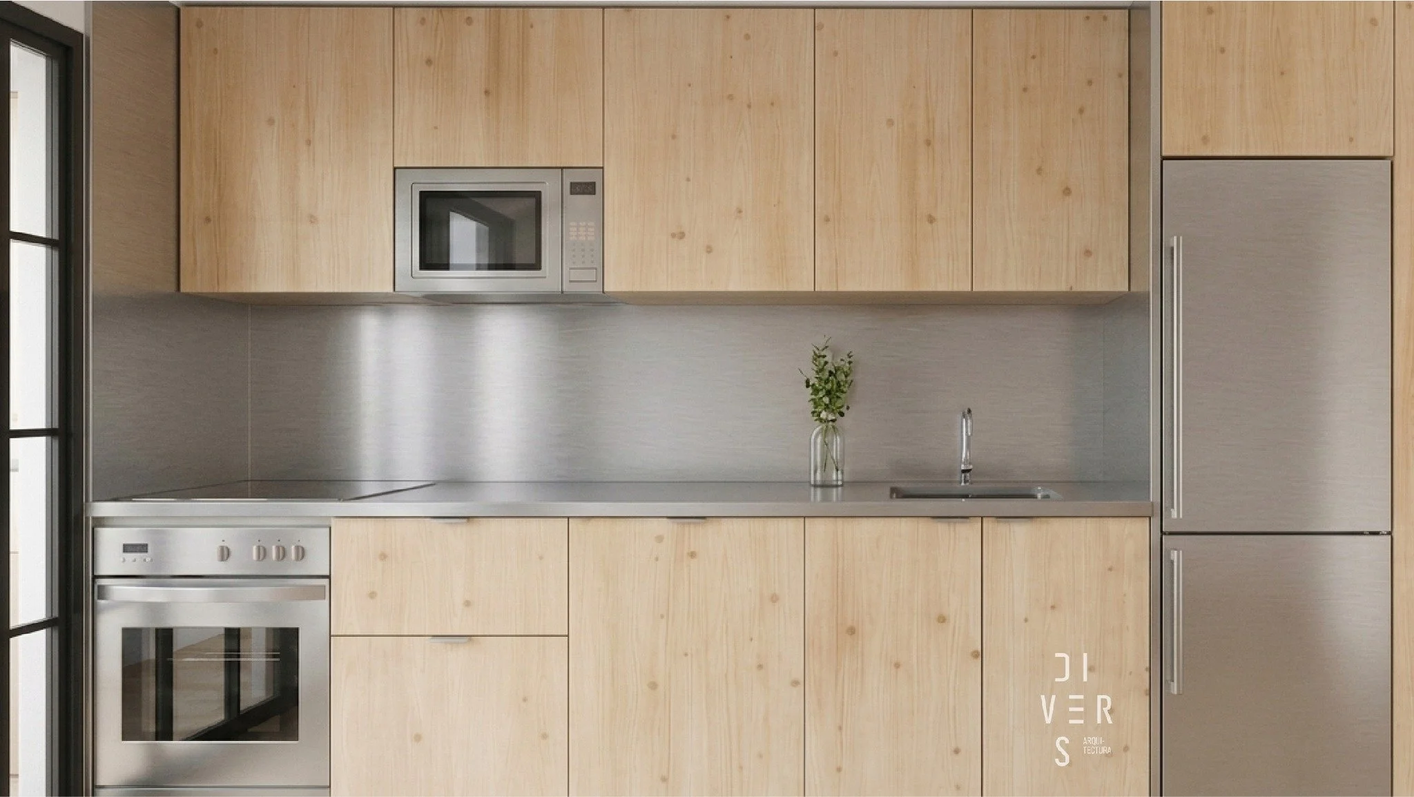 Aquesta cuina forma part d&rsquo;una proposta d&rsquo;un apartament a Barcelona, en qu&egrave; la fusta vista t&eacute; un paper protagonista en el disseny. Hem explorat diferents combinacions de materials.
Quina t&rsquo;agrada m&eacute;s?

______

E