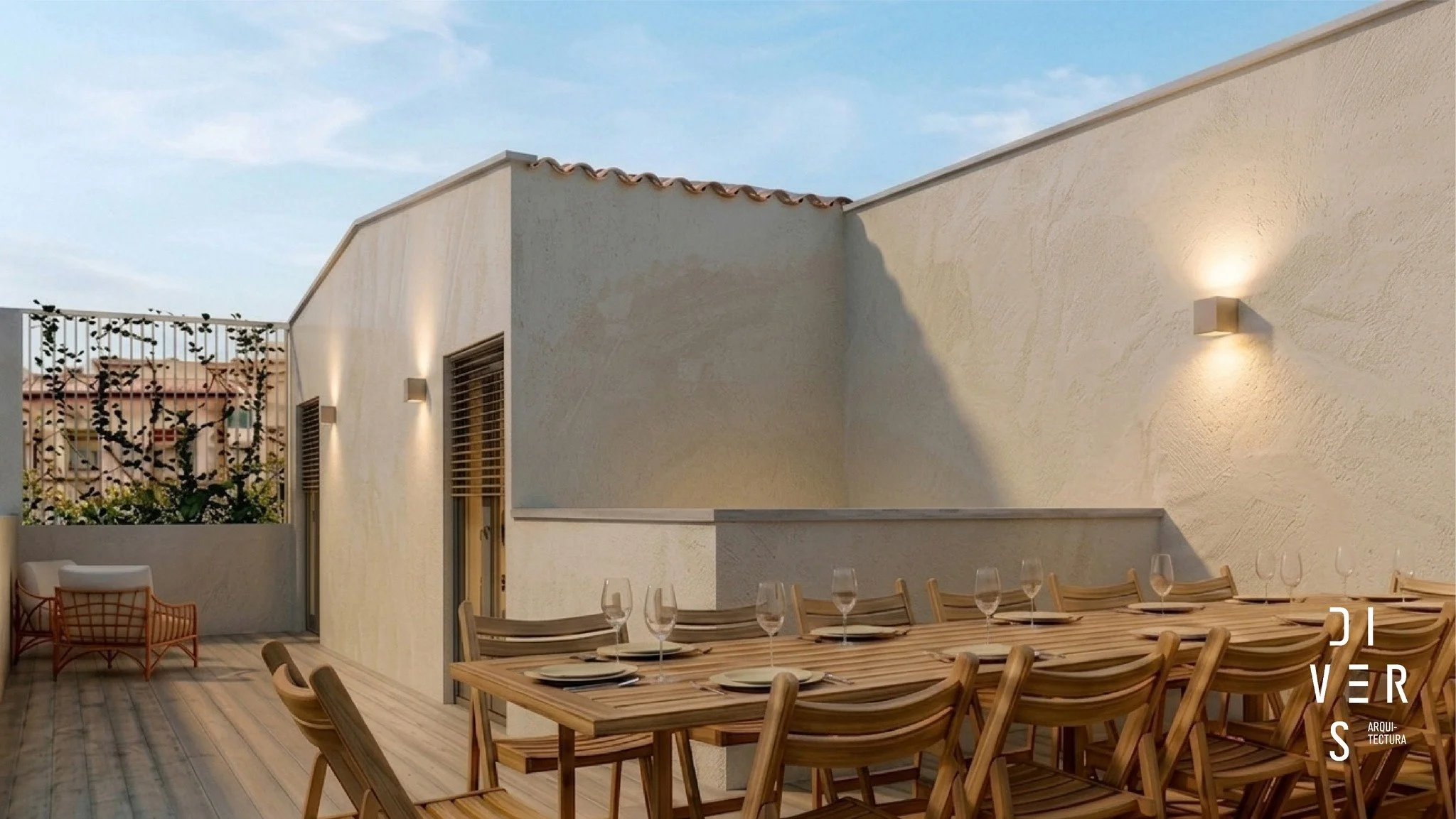 Aix&iacute; es veuria la terrassa de la Proposta 01 de la remunta que vam presentar anteriorment ✨

Cap a un costat, una enfiladissa que dona al carrer crea un rac&oacute; m&eacute;s &iacute;ntim, de contemplaci&oacute; i pausa 🌿
Cap a l&rsquo;altre
