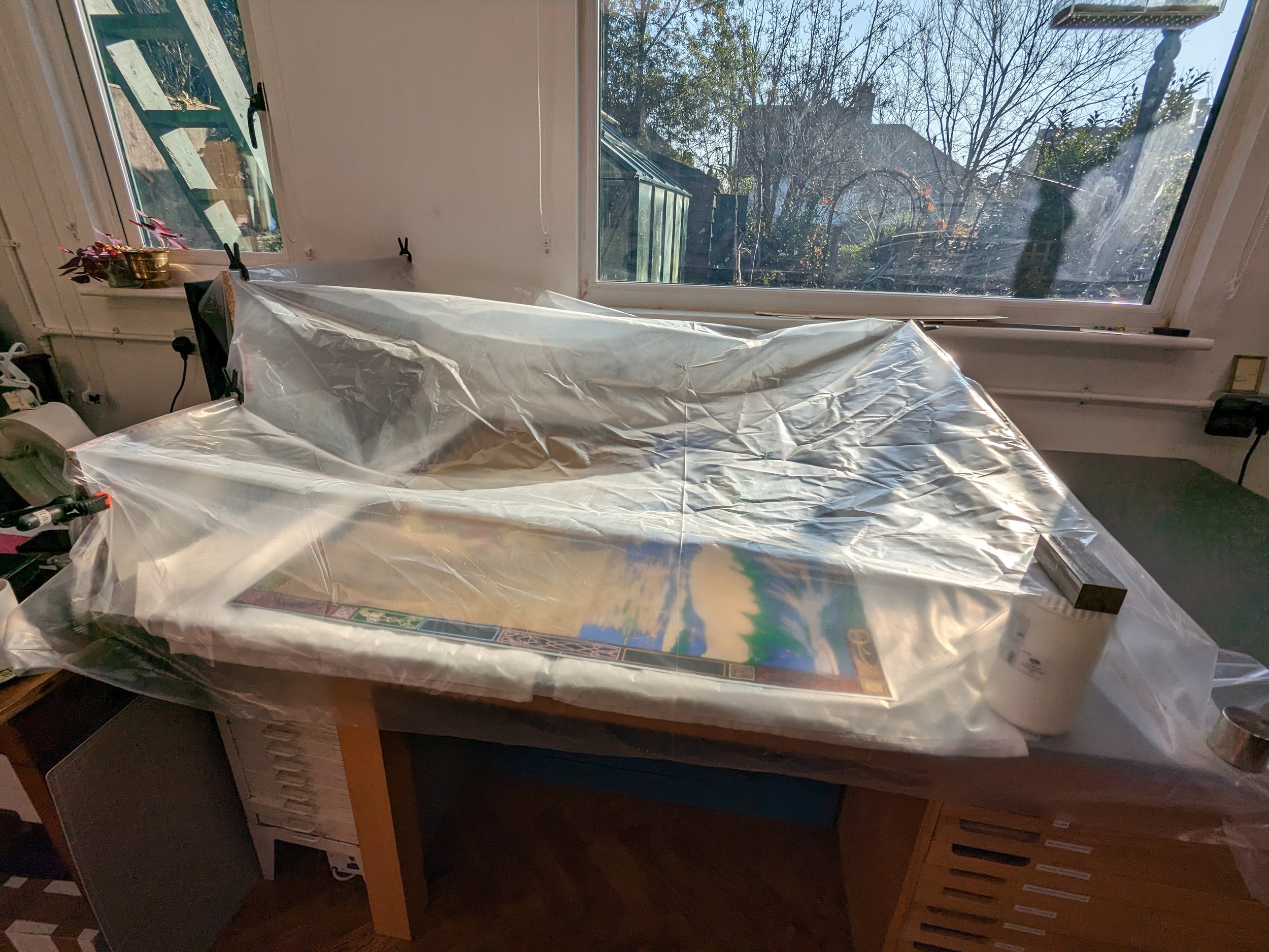 Humidifying a large scale artwork