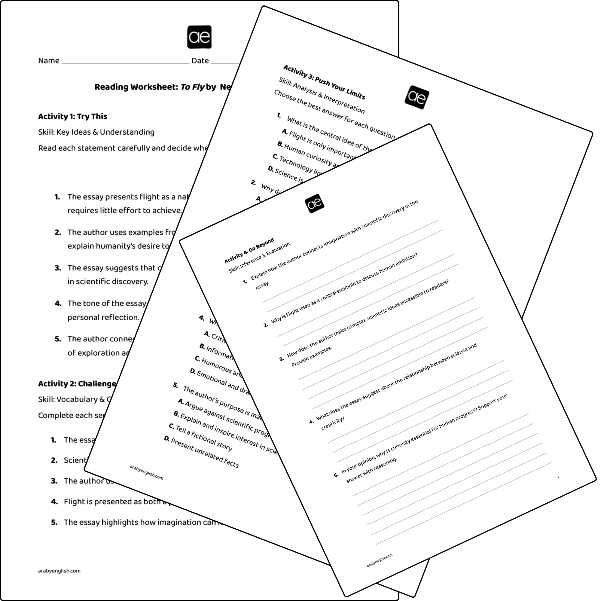 Reading Worksheet: To Fly by  Neil deGrasse Tyson