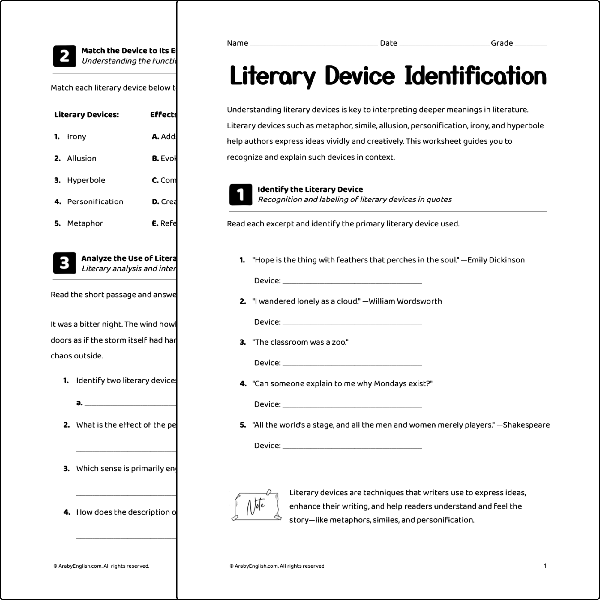 Literary Device Identification