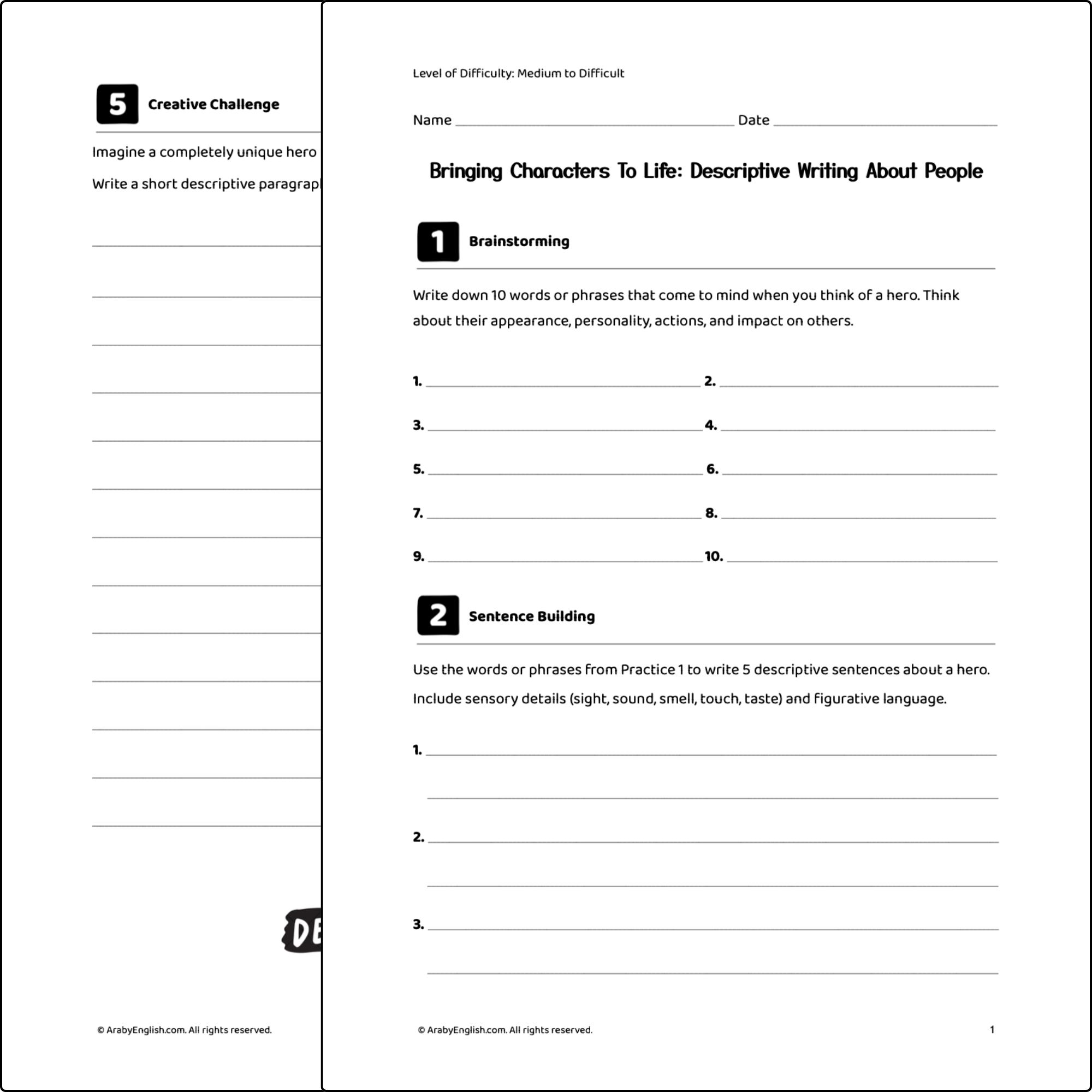Bringing Characters to Life: Descriptive Writing About People