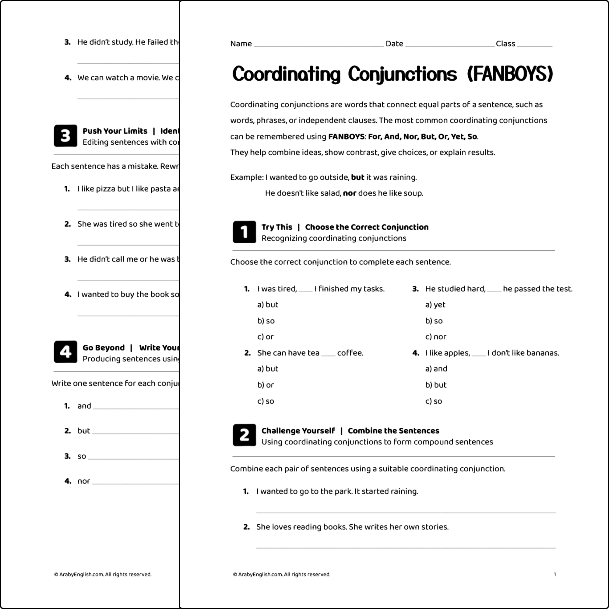 Coordinating Conjunctions (FANBOYS)