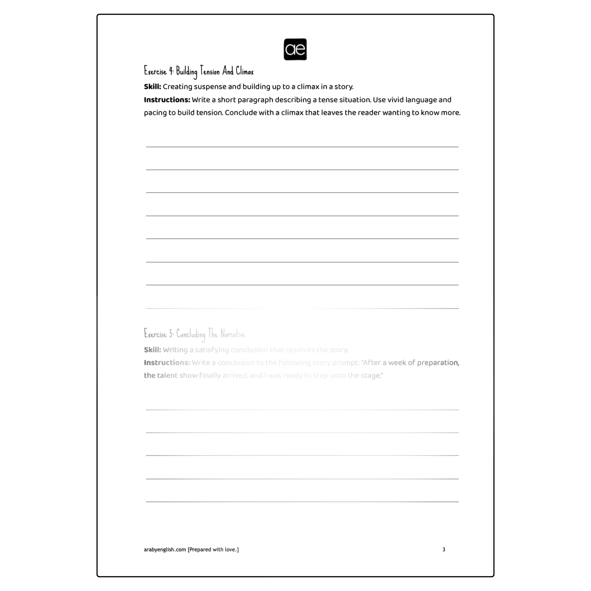 Grade 8 Narrative Writing Worksheet