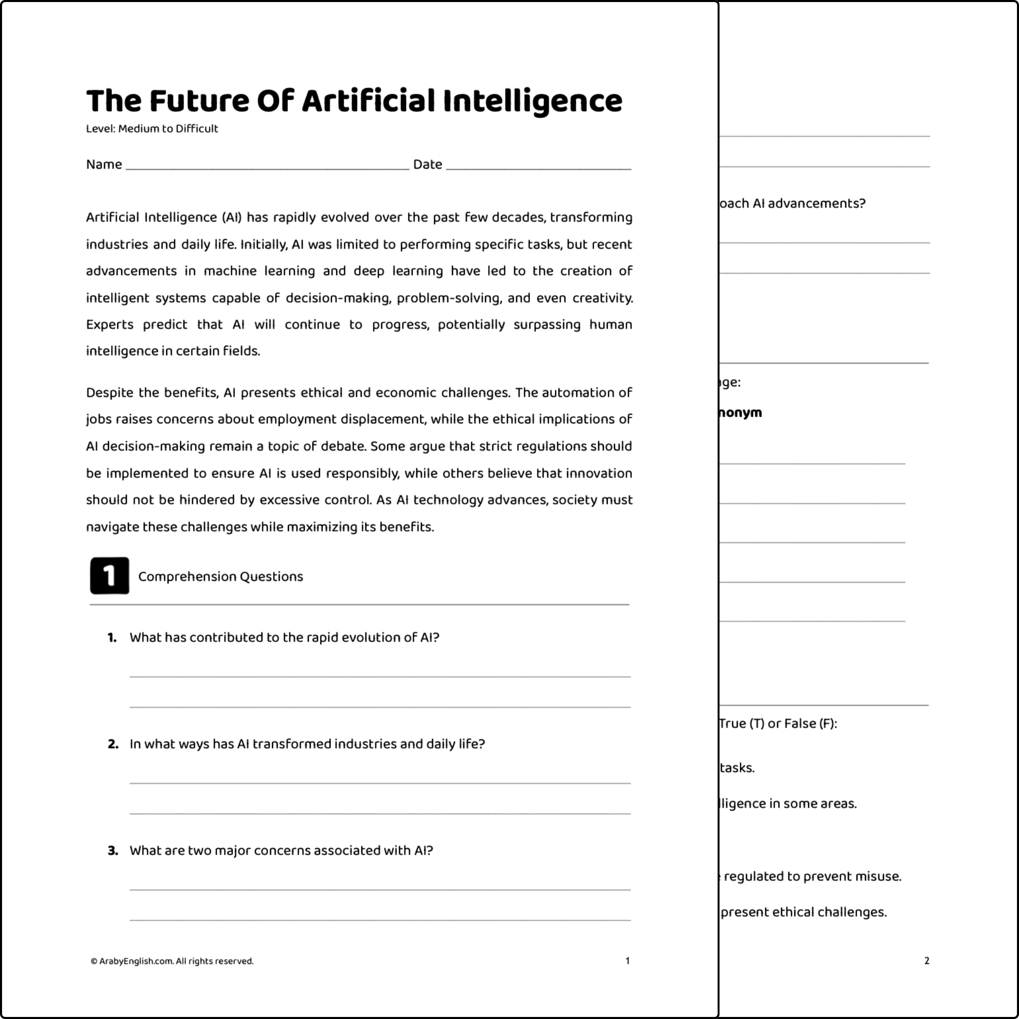 C1 Reading Passage: The Future of Artificial Intelligence