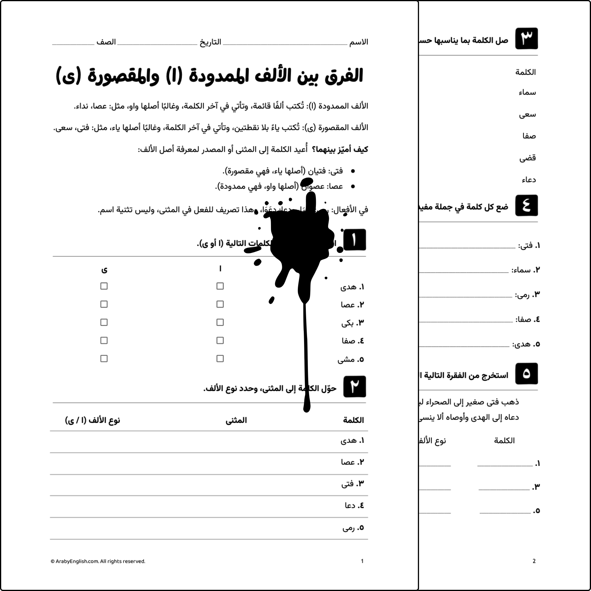 الفرق بين الألف الممدودة (ا) والمقصورة (ى)