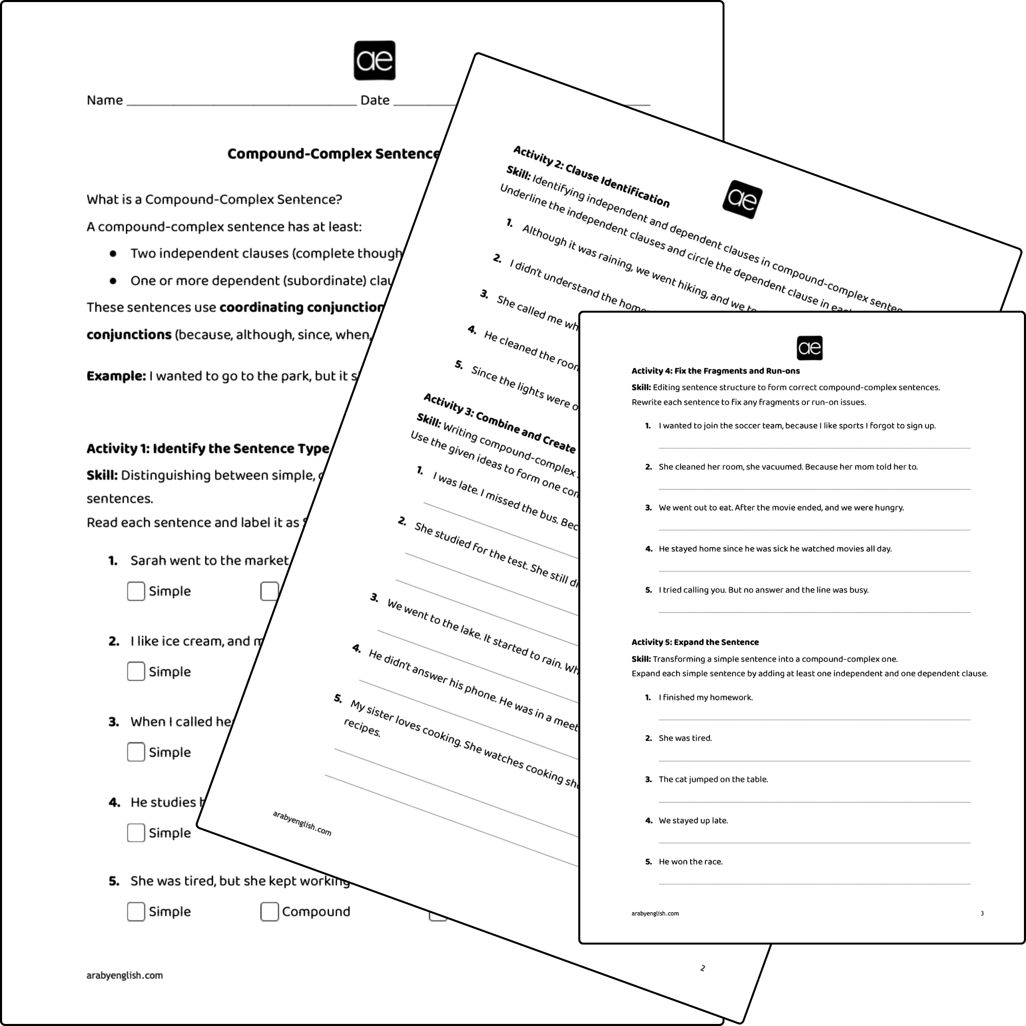 Compound-Complex Sentence Worksheet