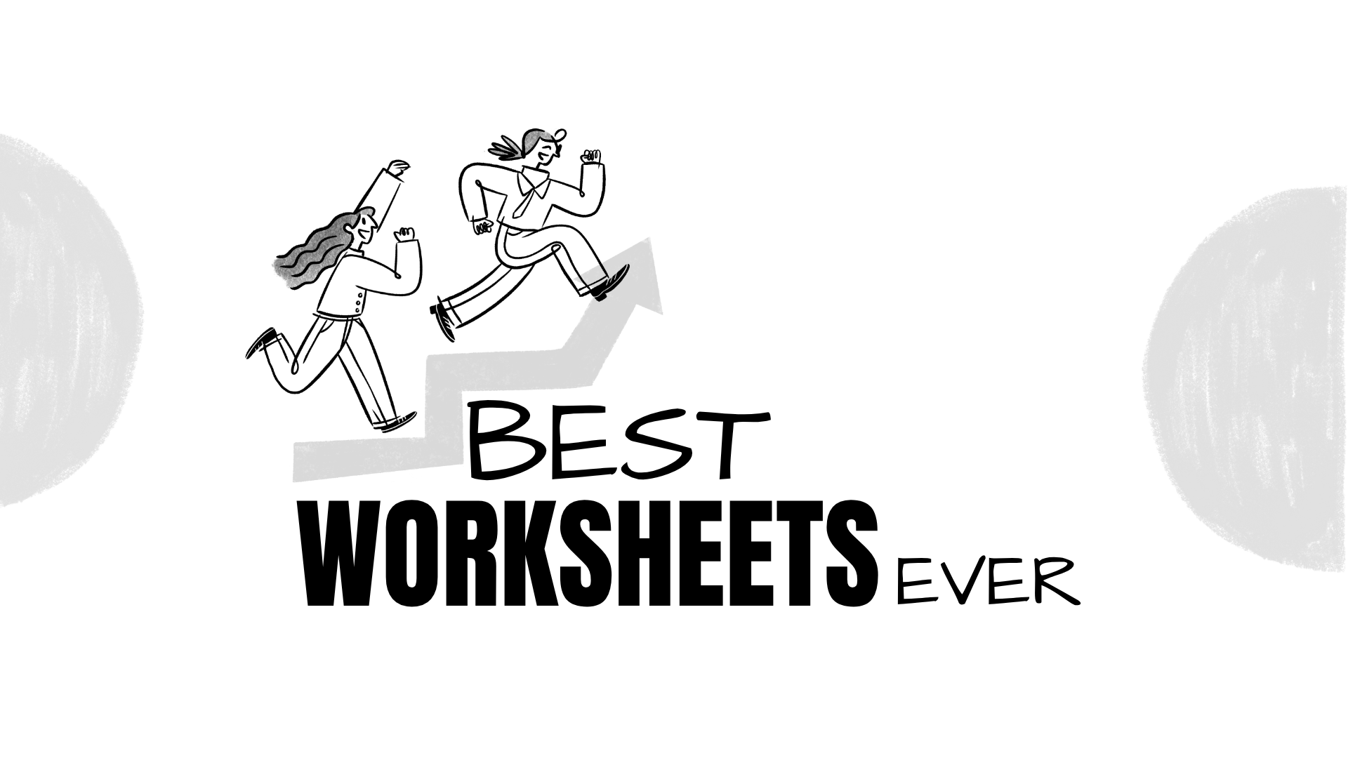 Illustration of two women running up a staircase with an arrow pointing upward, accompanied by the text 'Best Worksheets Ever'.