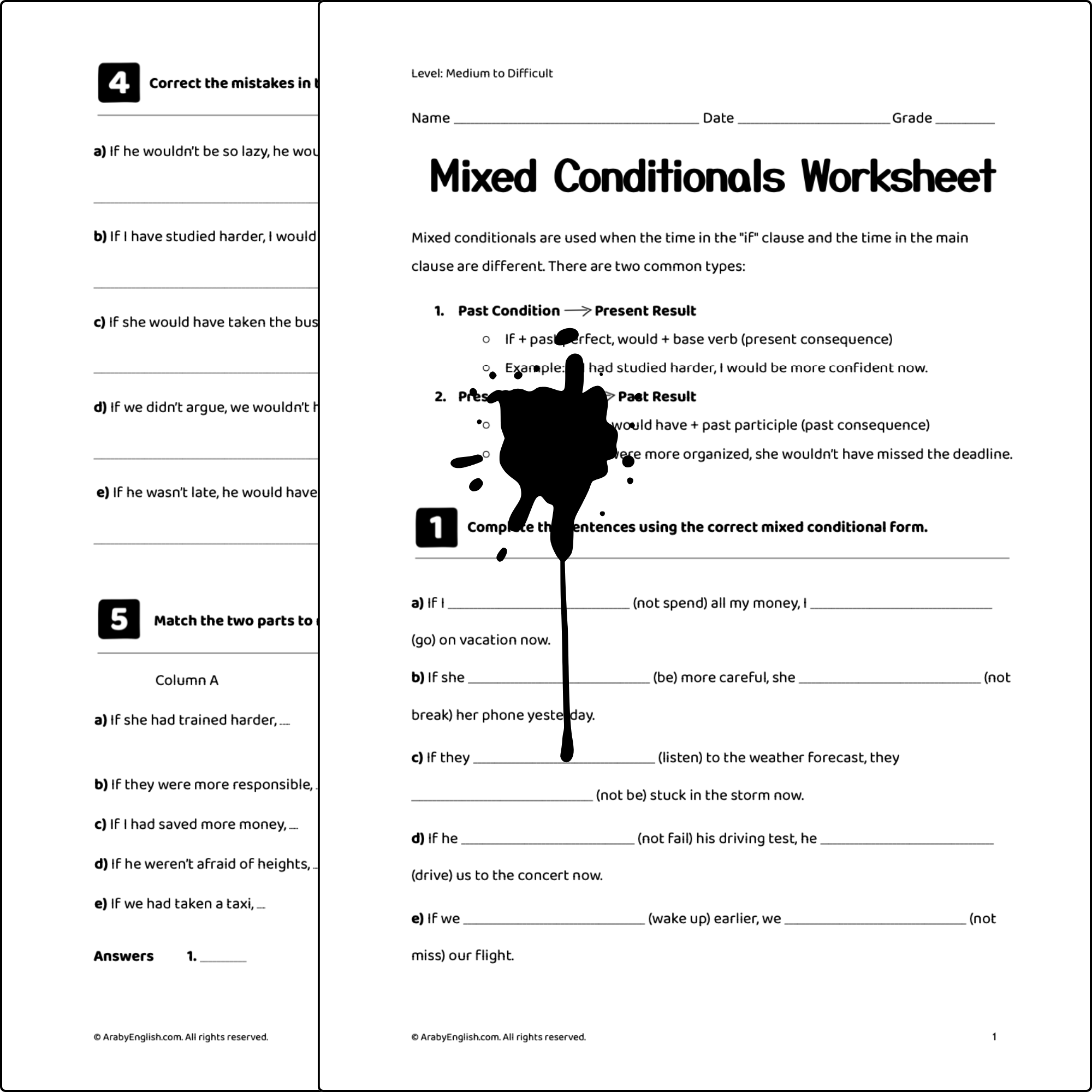 Mixed Conditionals Worksheet