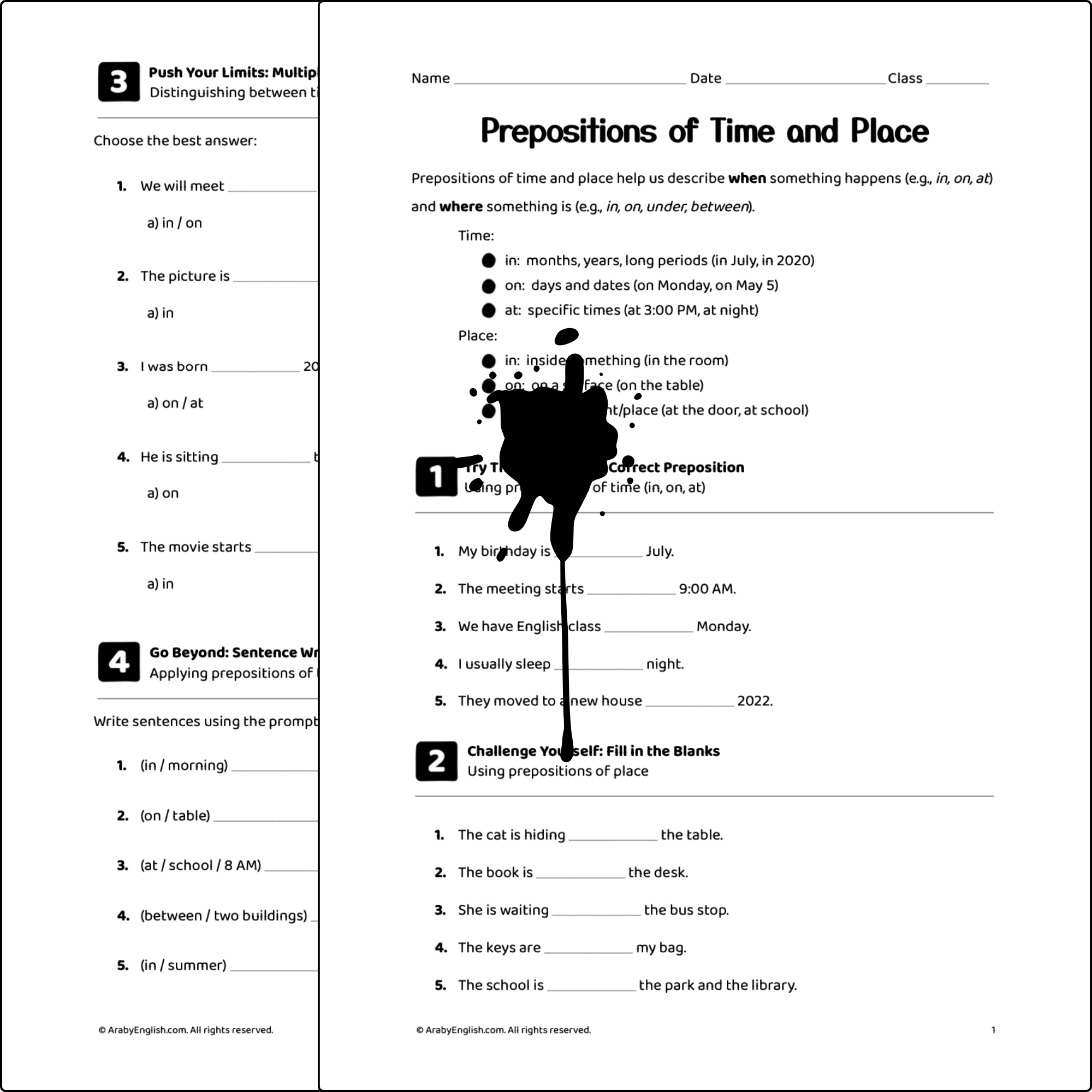 Prepositions of Time and Place