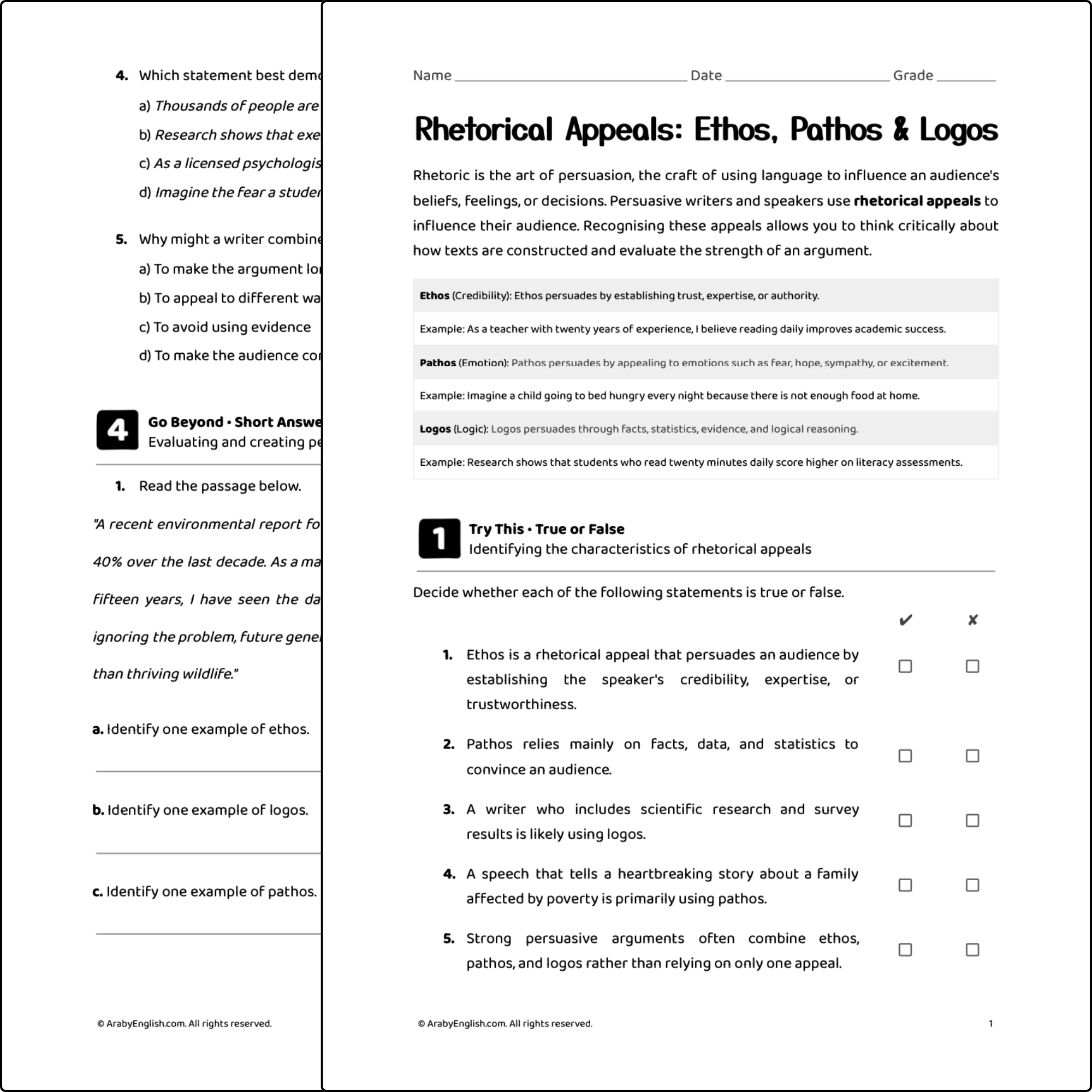 Rhetorical Appeals: Ethos, Pathos & Logos