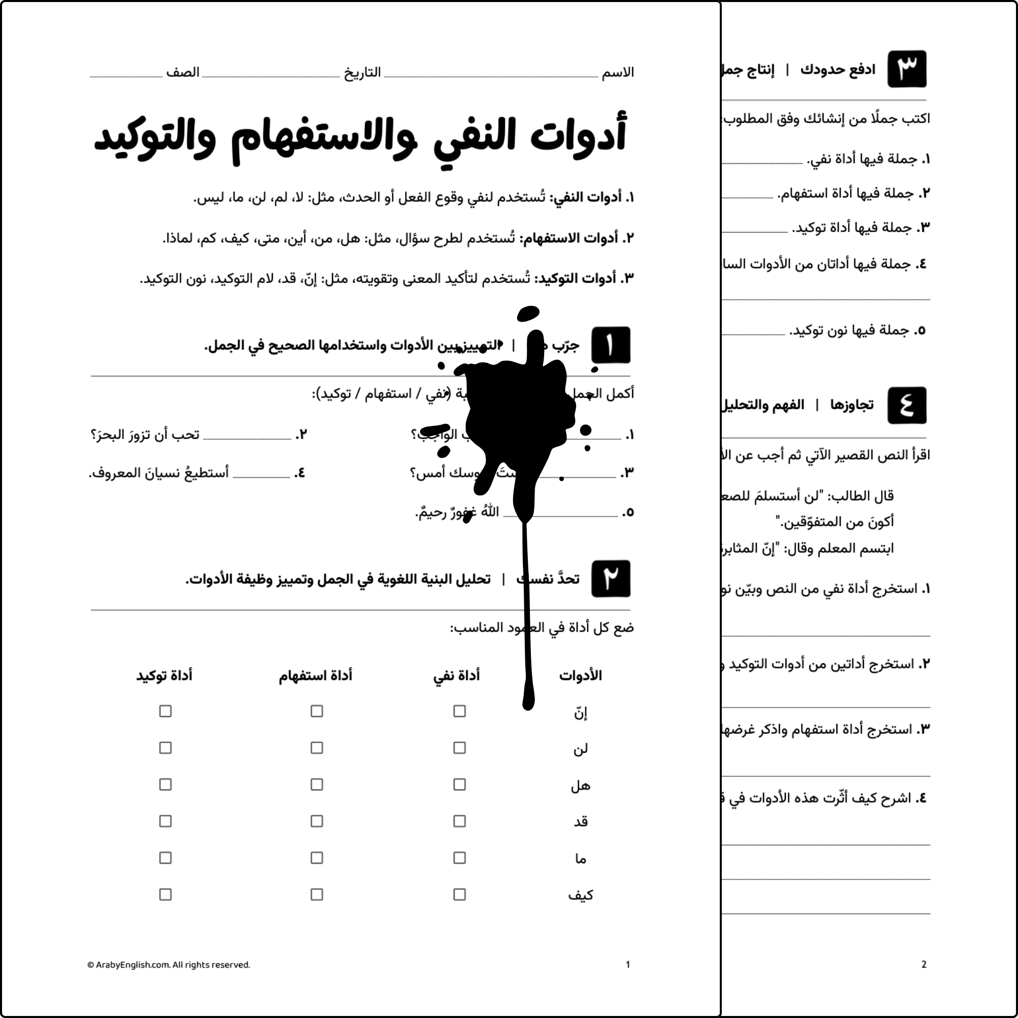 أدوات النفي والاستفهام والتوكيد