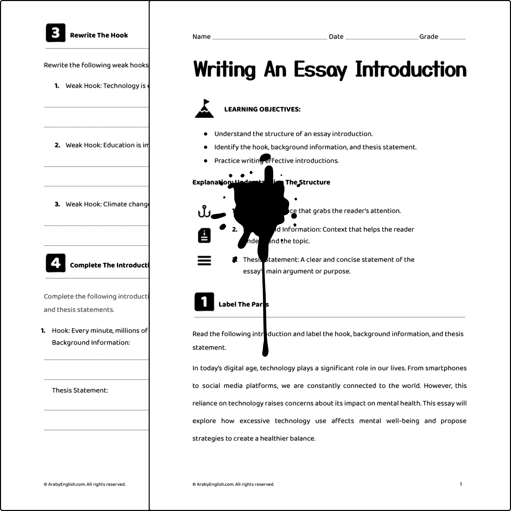 Writing an Essay Introduction: Practice Worksheet