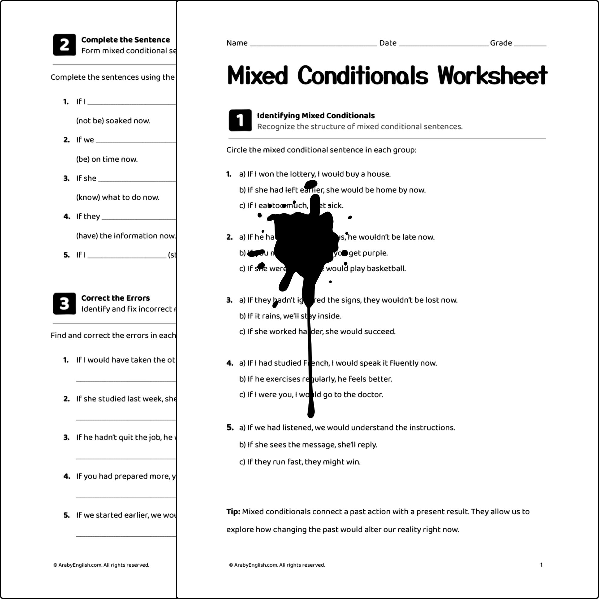 Mixed Conditionals Worksheet