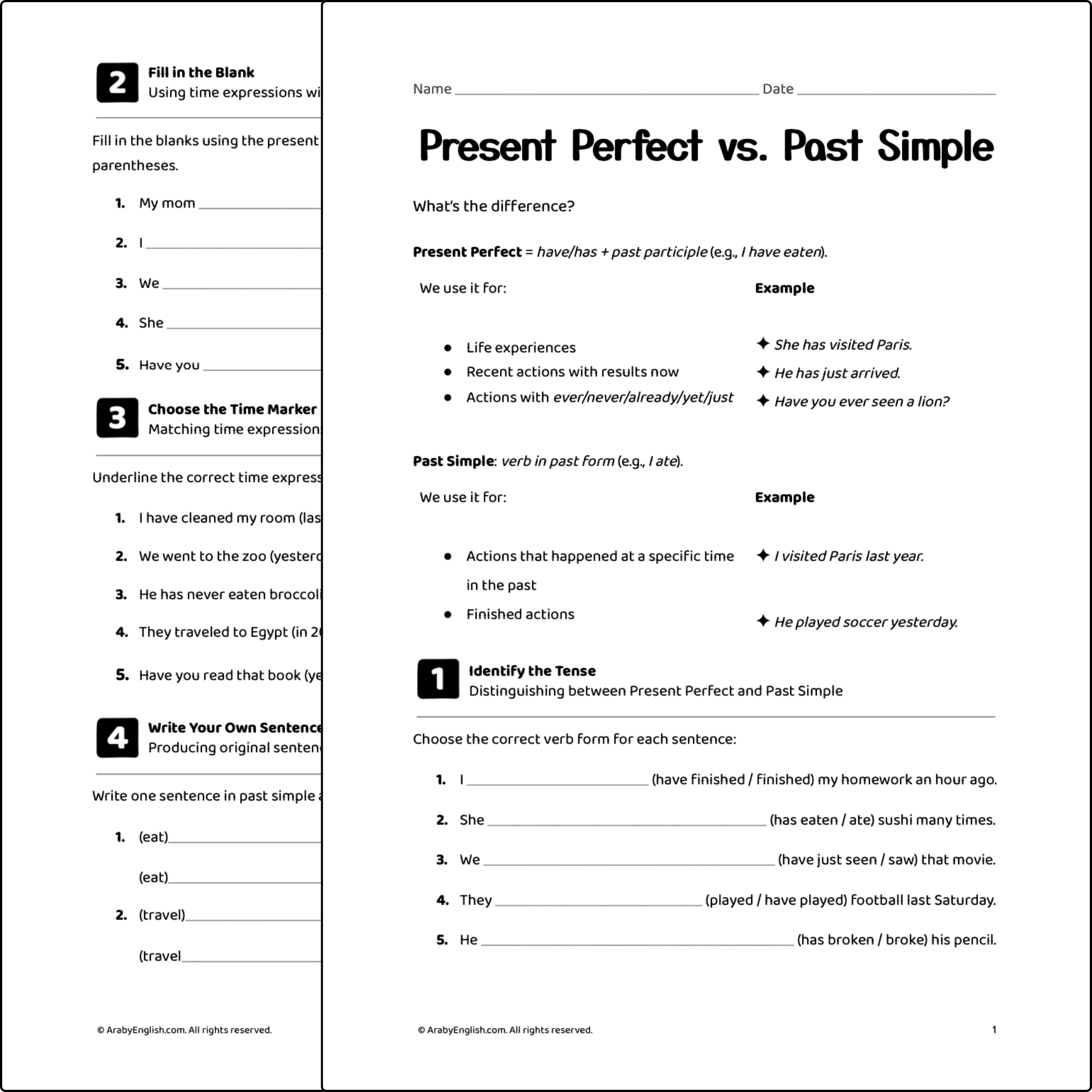 Present Perfect vs. Past Simple