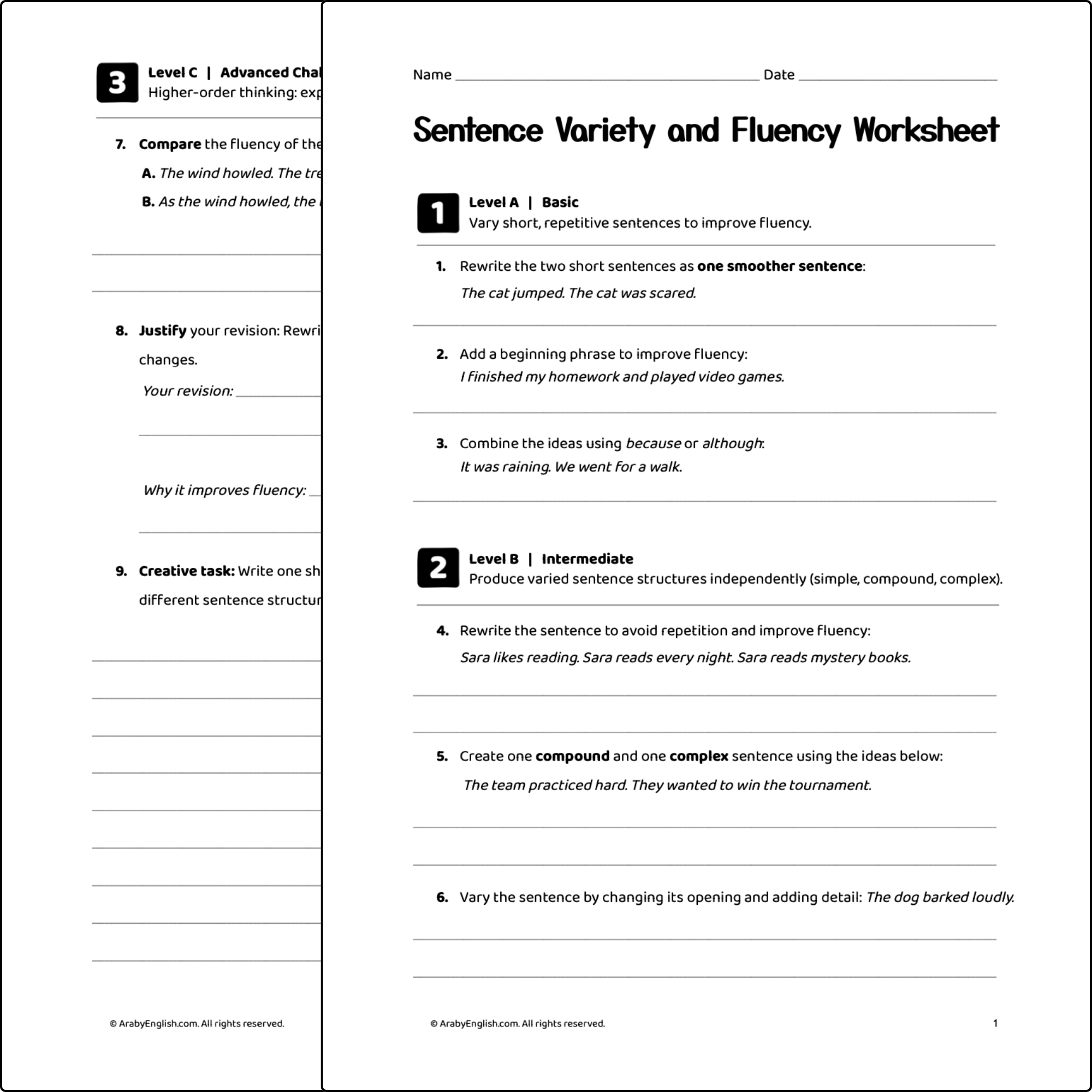 Sentence Variety and Fluency